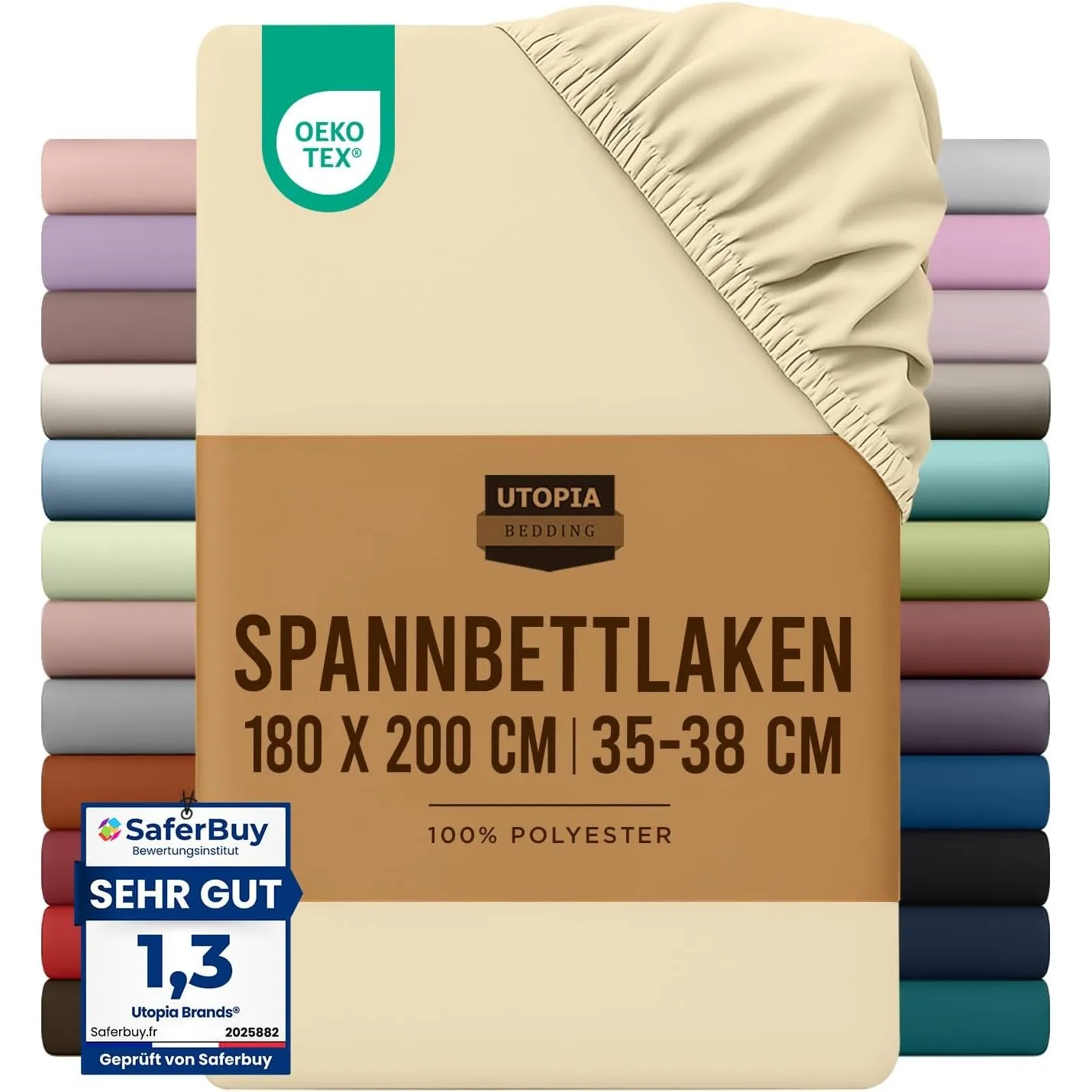 Utopia Bedding - Spannbettlaken 180x200cm - Beige