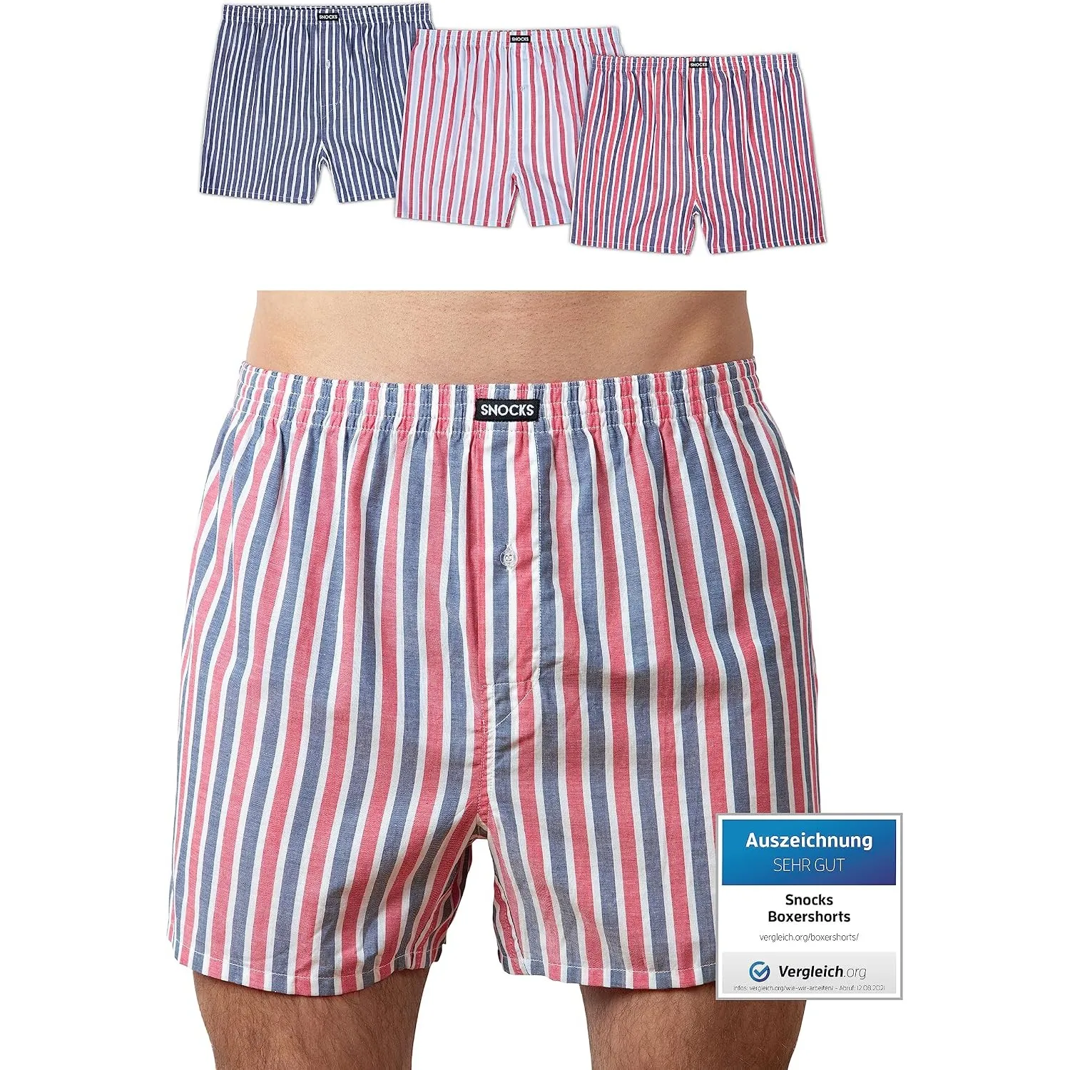 Snocks American Boxershorts Herren aus Bio-Baumwolle, 3er-Pack