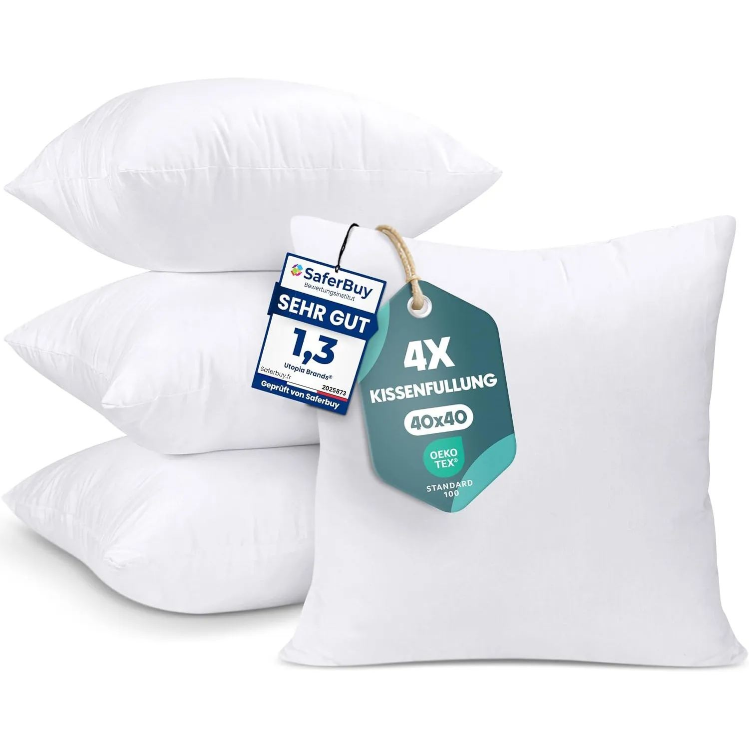 Utopia Bedding Kissenfüllung 40x40 4er Set Innenkissen Kissen Sofakissen