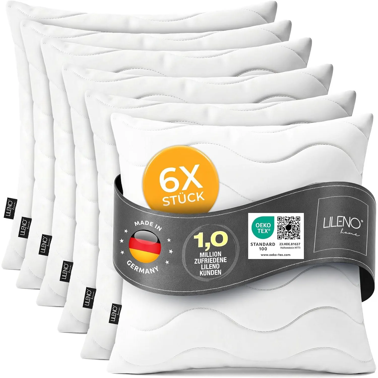 LILENO HOME Kissen 45x45 (6er Set) – 95 °C waschbar, Ökotex 100
