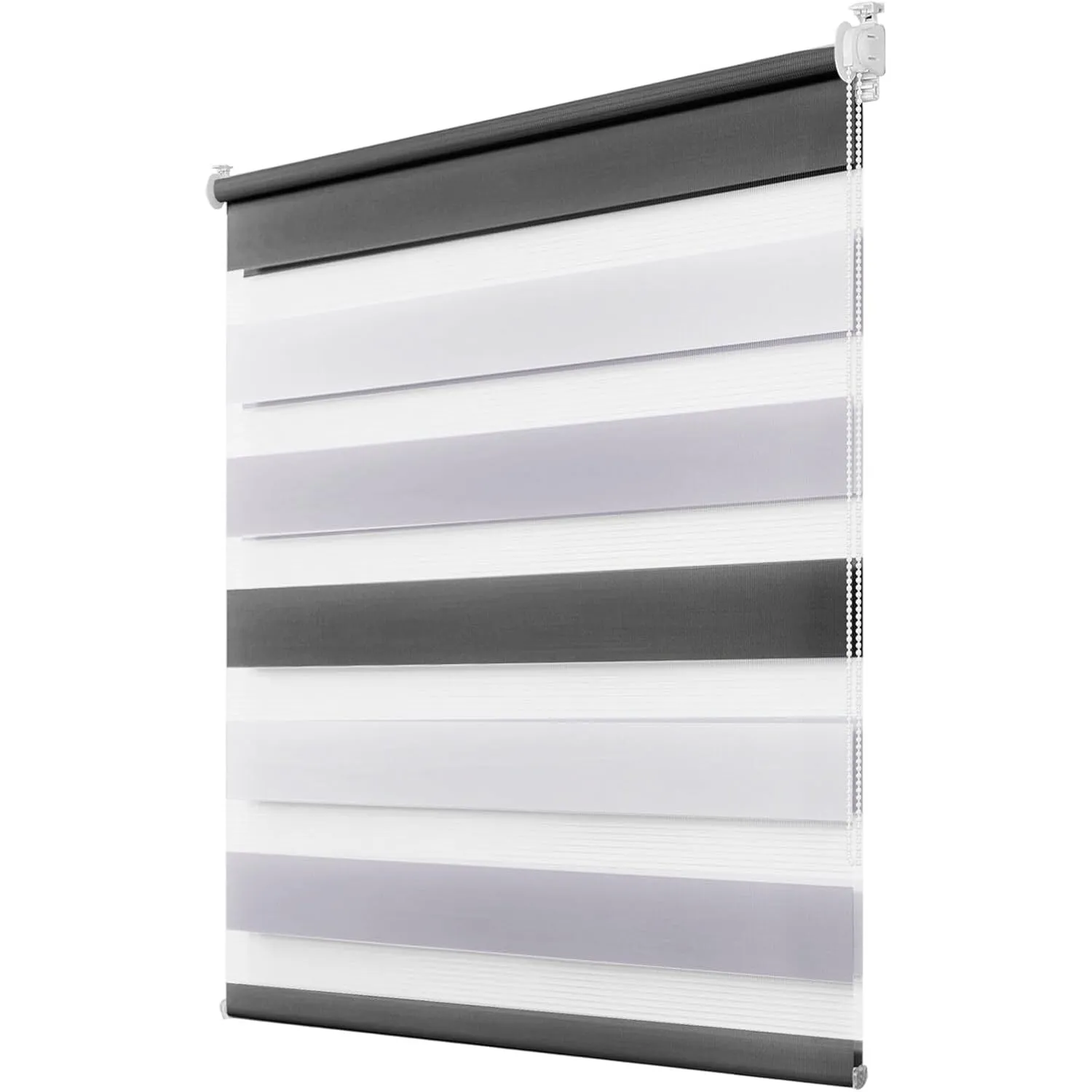 Deswell Doppelrollo Klemmfix ohne Bohren Weiß-Grau-Anthrazit B90 x H120 cm (Stoffbreite 86cm) Rollos für Fenster ohne B…