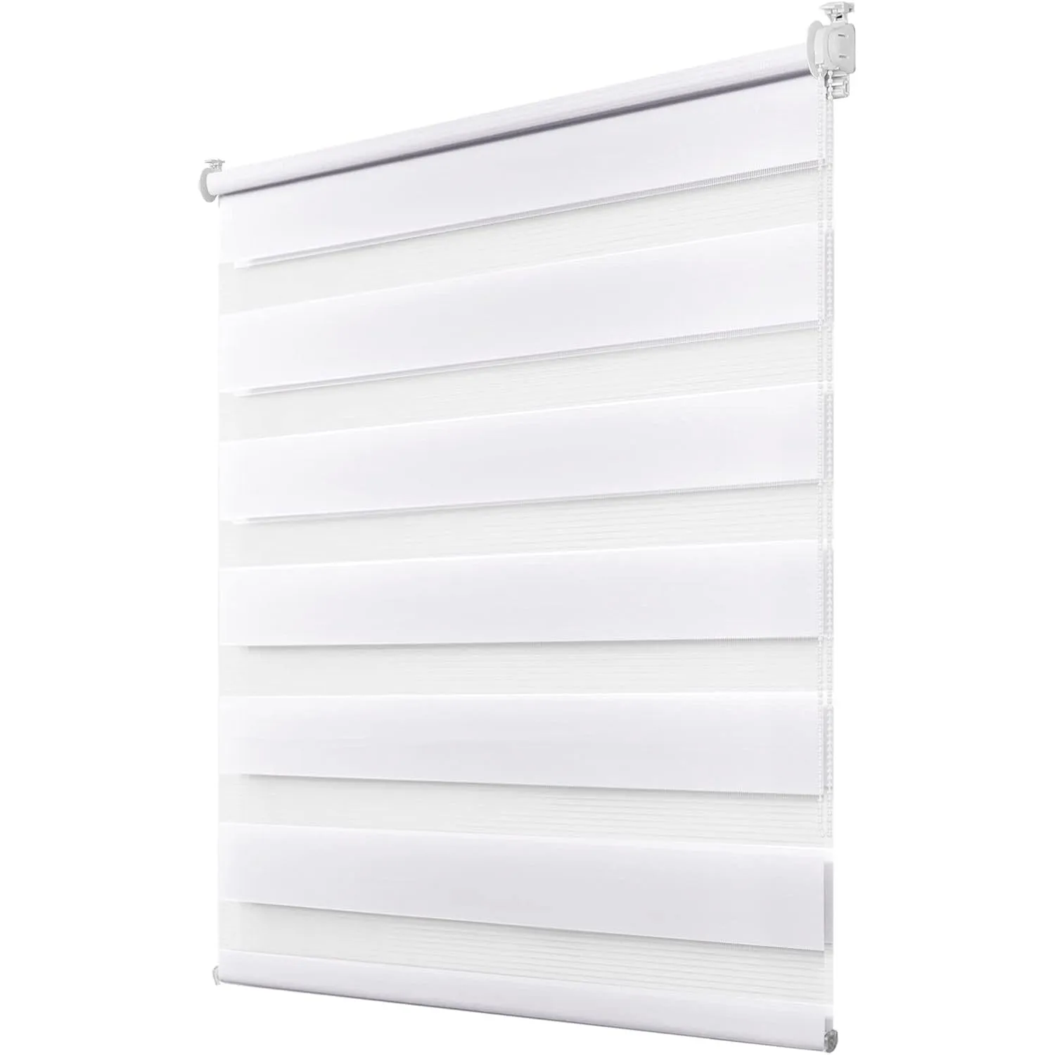 Deswell Doppelrollo Klemmfix ohne Bohren Weiß B100 x H130 cm (Stoffbreite 96cm) Rollos für Fenster ohne Bohren für Fens…