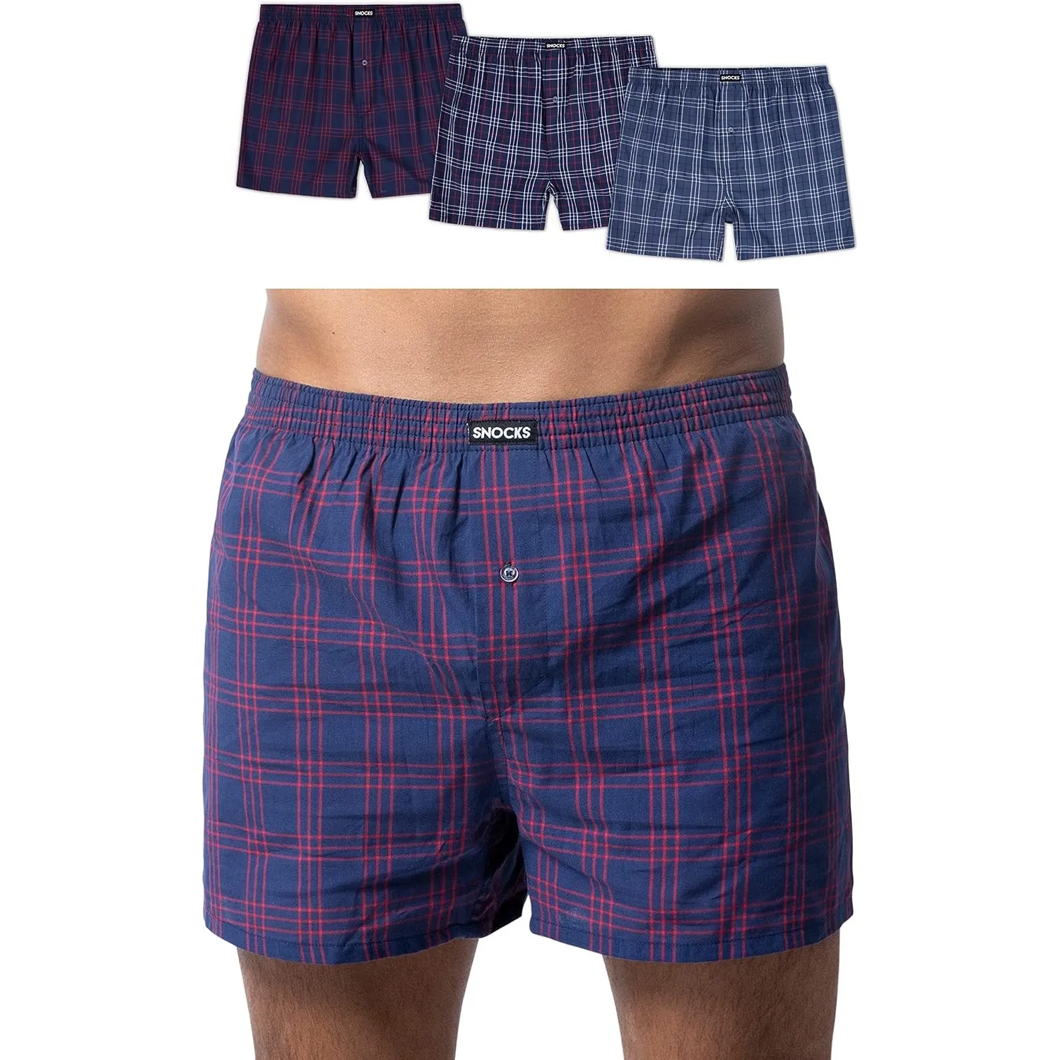 Snocks American Boxershorts Herren aus Bio-Baumwolle, 3er-Pack | weite Passform, lockerer Fit, kein juckendes Etikett, …