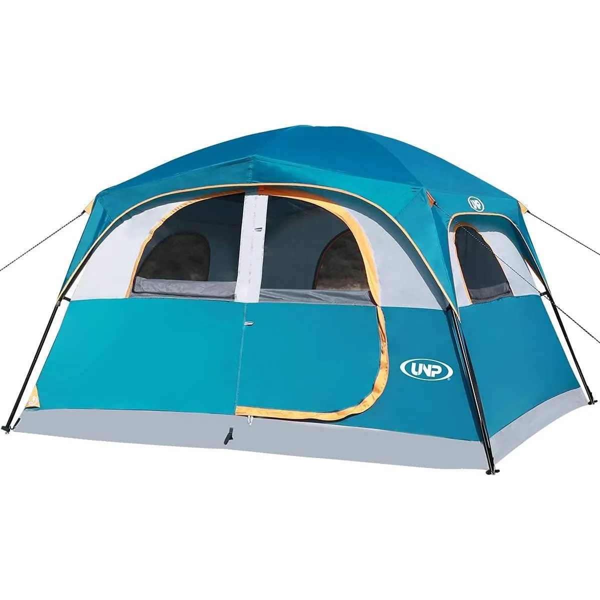 UNP Tents 6 Person Waterproof Windproof Easy Setup,Double Layer Family Camping Tent with 1 Mesh Door & 5 Large Mesh Win…