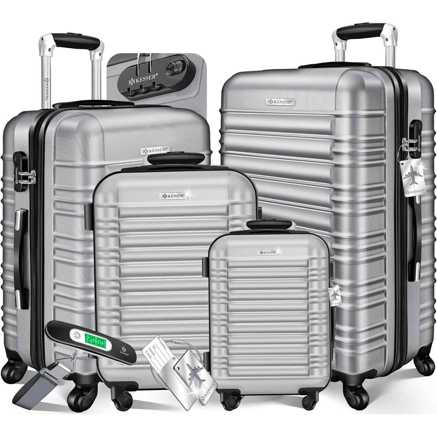 KESSER® 4tlg. Hartschalenkofferset Hartschalenkoffer Reisekoffer Set Reisekofferset Trolley Koffer 4 Rollen ABS-Hartsch…