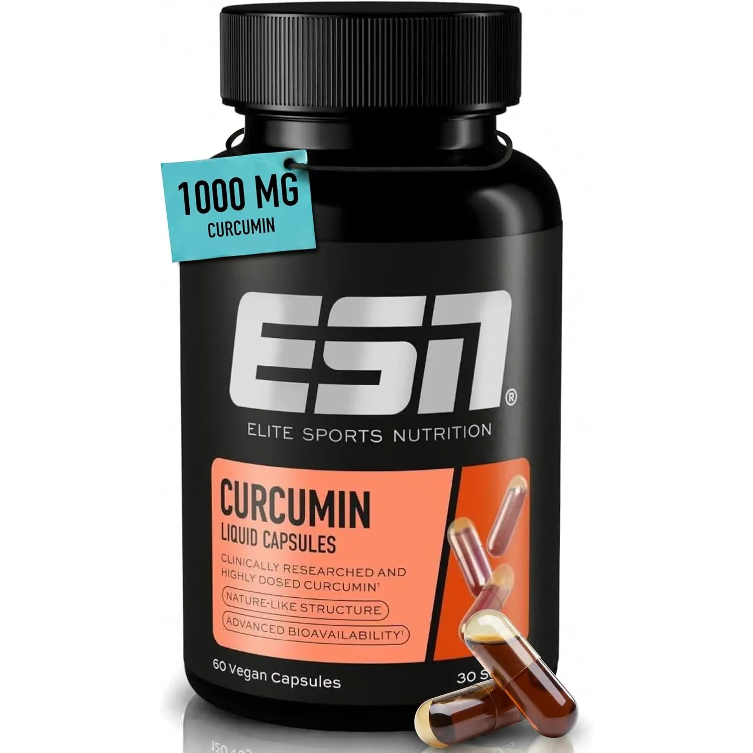 ESN Curcumin Liquid - Kurkuma-Kapseln mit patentiertem NovaSOL-Extrakt - bis zu 185-fach höhere Bioverfügbarkeit - 1000…