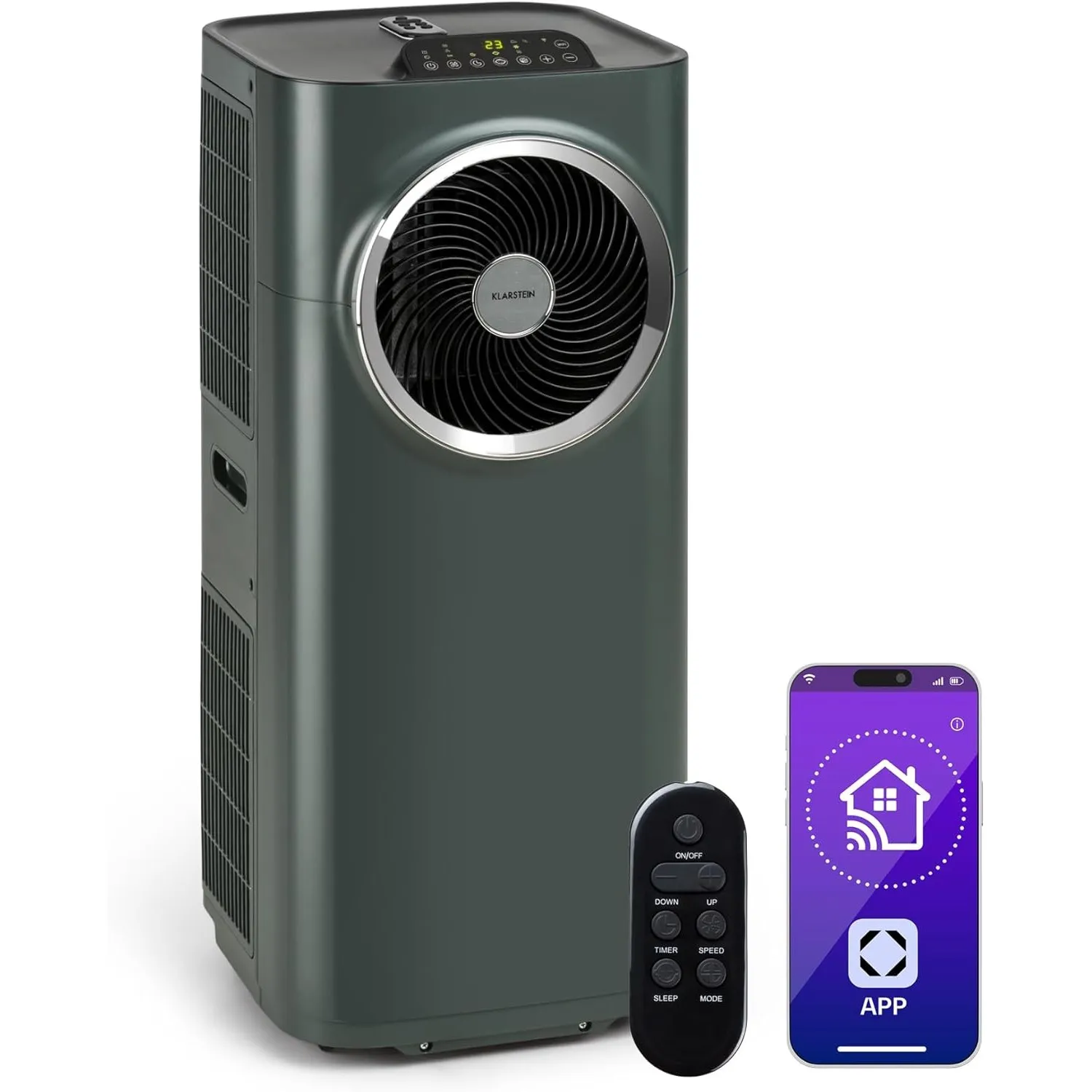 Klarstein Kraftwerk Smart 12K Mobiles Klimagerät – 12000 BTU, 35-59 m², App & Alexa Steuerung, 3-in-1 Kühlung, Entfeuch…