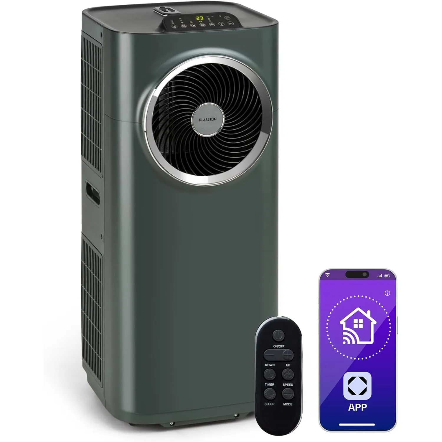 Klarstein Kraftwerk Smart 10K Mobiles Klimagerät – 10000 BTU, 29-49 m², App & Alexa Steuerung, 3-Stufen Ventilator, 23 …