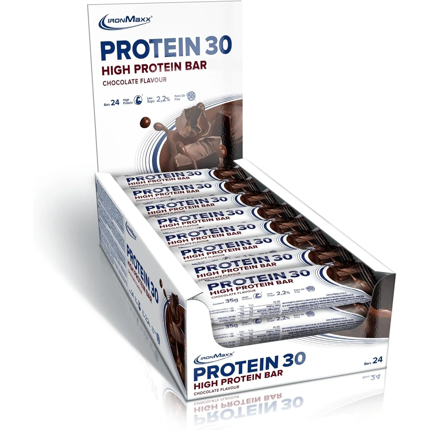 IronMaxx Protein 30 Eiweißriegel - Schokolade 24 x 35g | palmölfreier und glutenfreier Proteinriegel mit Vitaminen | fü…