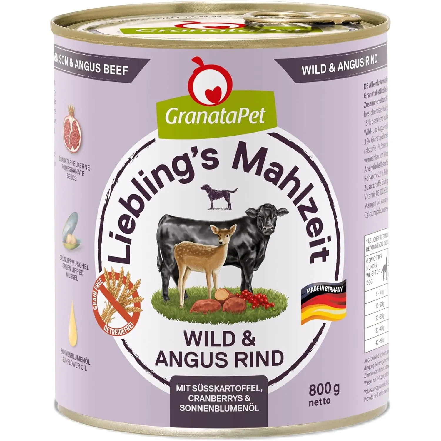 GranataPet Liebling's Mahlzeit Wild & Angus Rind, Nassfutter für Hunde, Hundefutter ohne Getreide & ohne Zuckerzusätze,…