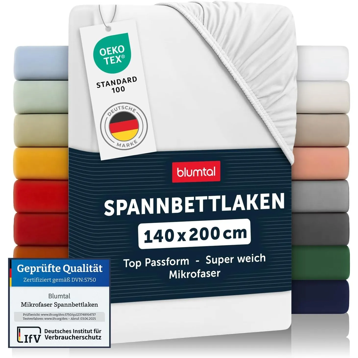 Blumtal® Spannbettlaken 140x200x30cm aus Microfaser - Oekotex zertifiziertes Bettlaken Spannbettlaken in Weiß