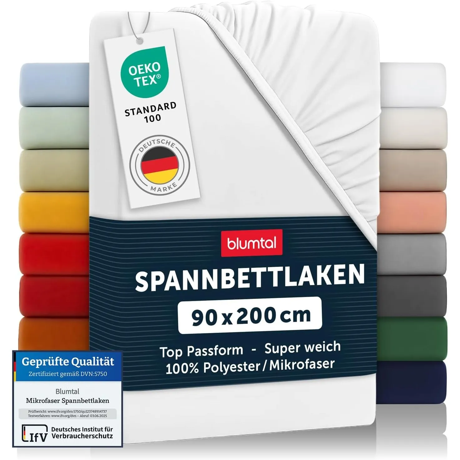 Blumtal® 2er Set Spannbettlaken 90x200x30cm aus Microfaser - Oekotex zertifiziertes Bettlaken Spannbettlaken in Weiß