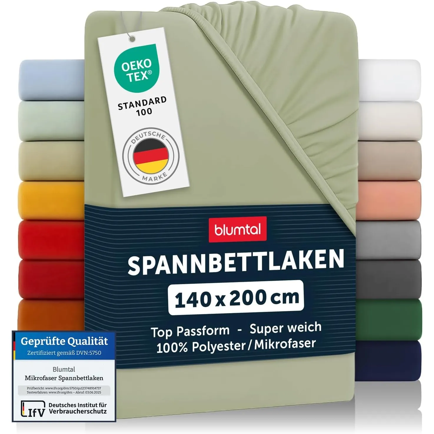 Blumtal® 2er Set Spannbettlaken 140x200x30cm aus Microfaser - Oekotex zertifiziertes Bettlaken Spannbettlaken in Light …