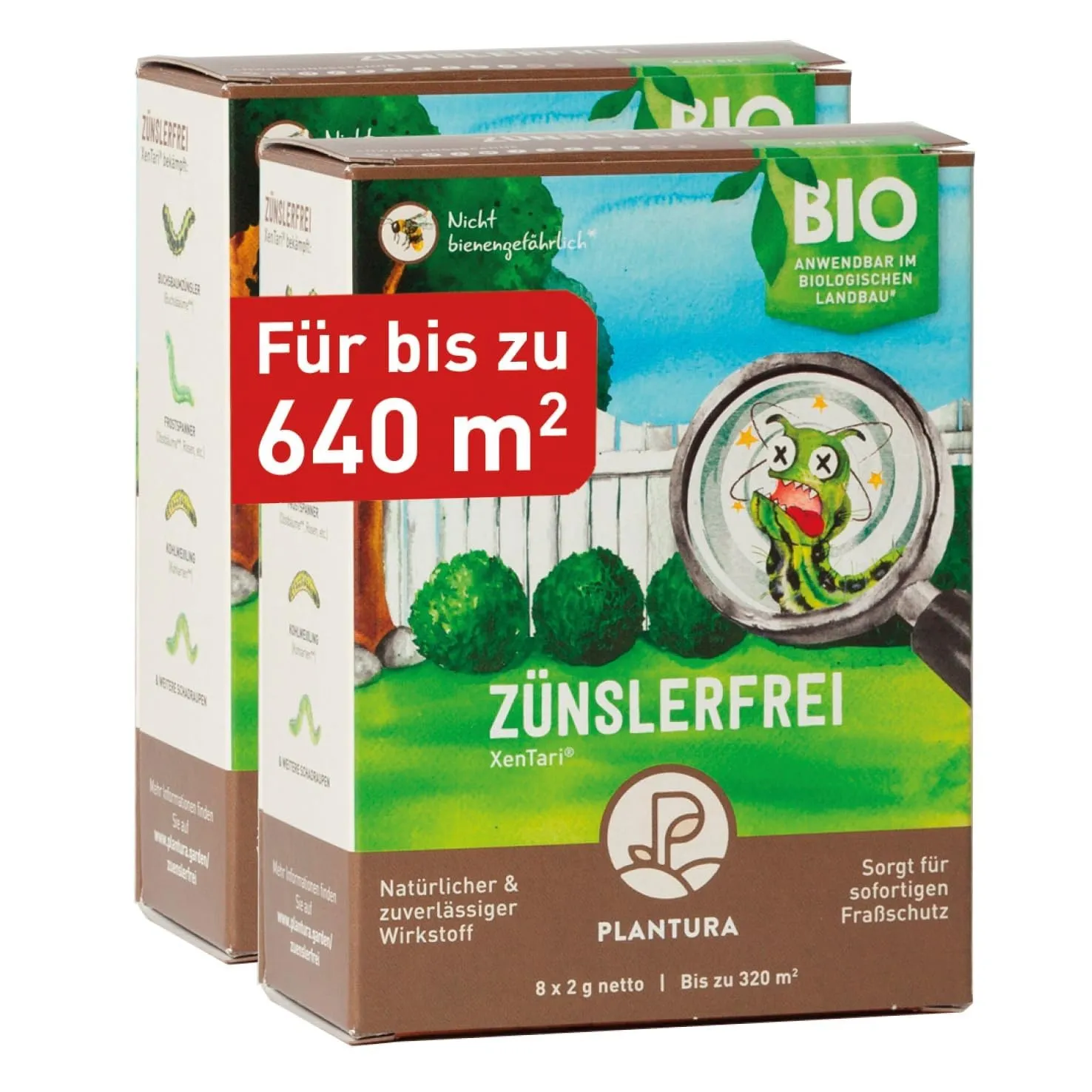 Plantura Zünslerfrei XenTari® Raupenfrei Mittel gegen Buchsbaumzünsler, hochwirksames & biologisches Spritzmittel, 32 g…