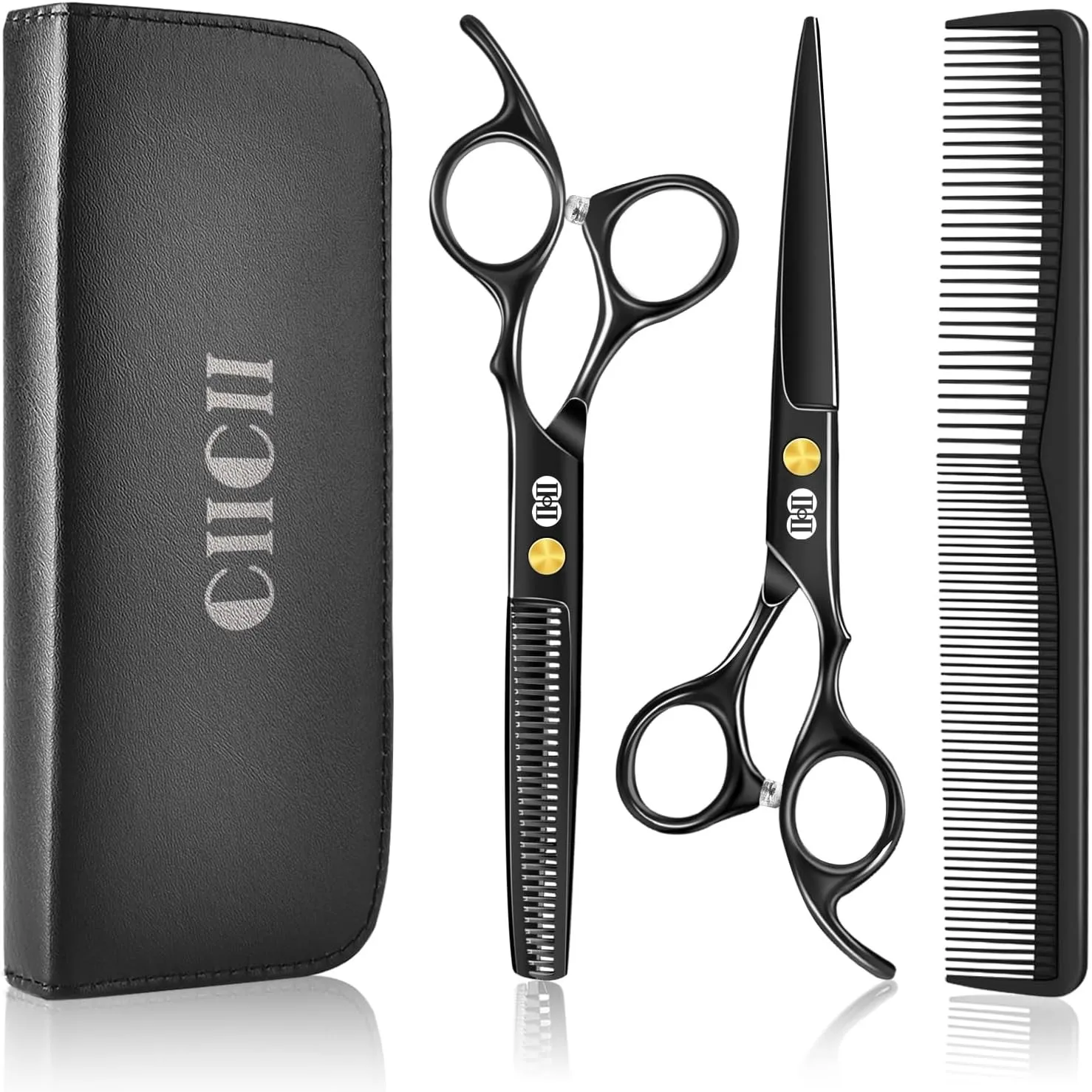 CIICII Friseurschere, 6,7 Zoll Haarschneideschere Profi Set (Schwarze)