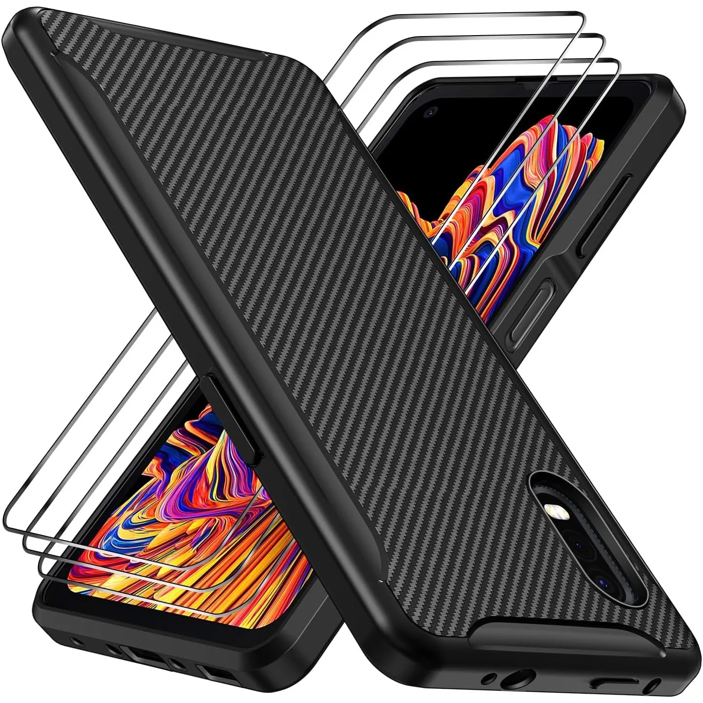 ivoler Hülle für Samsung Galaxy Xcover Pro mit 3 Stück Panzer Schutz Glas, Militärischer Stoßfest Kratzfest Handyhülle,…