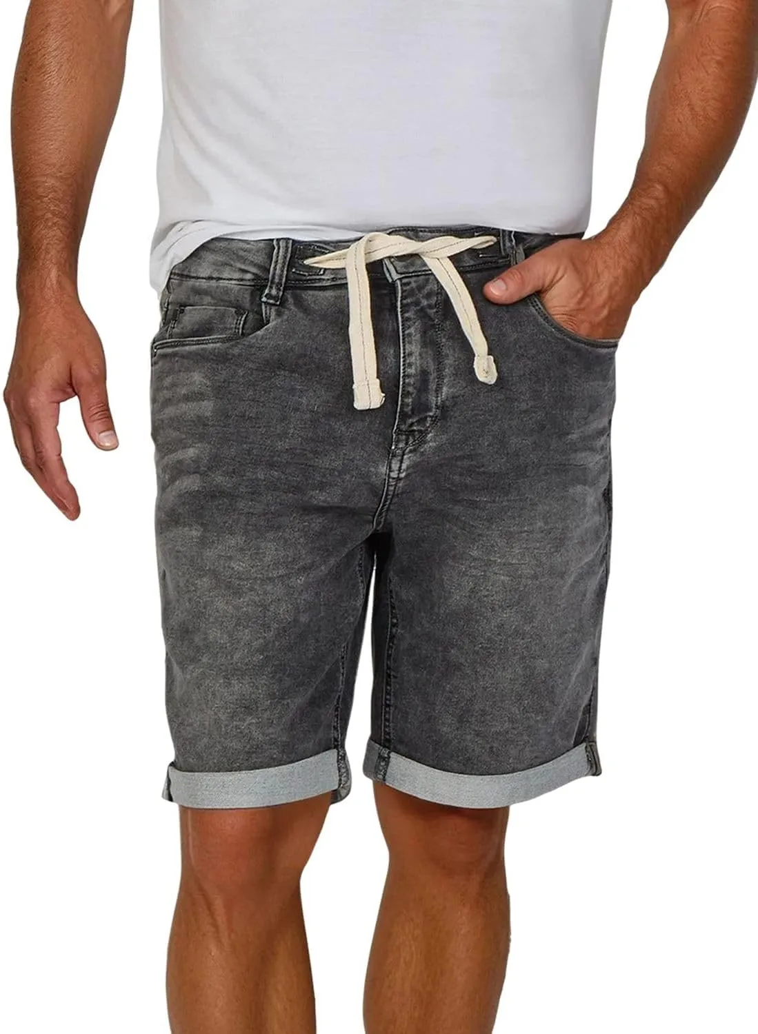 riverso Jeans Shorts Herren Stretch Kurz Kordelzug Regular Fit RIVPaul Kurze Hosen Bermuda Shorts Sommer Denim Einfarbi…