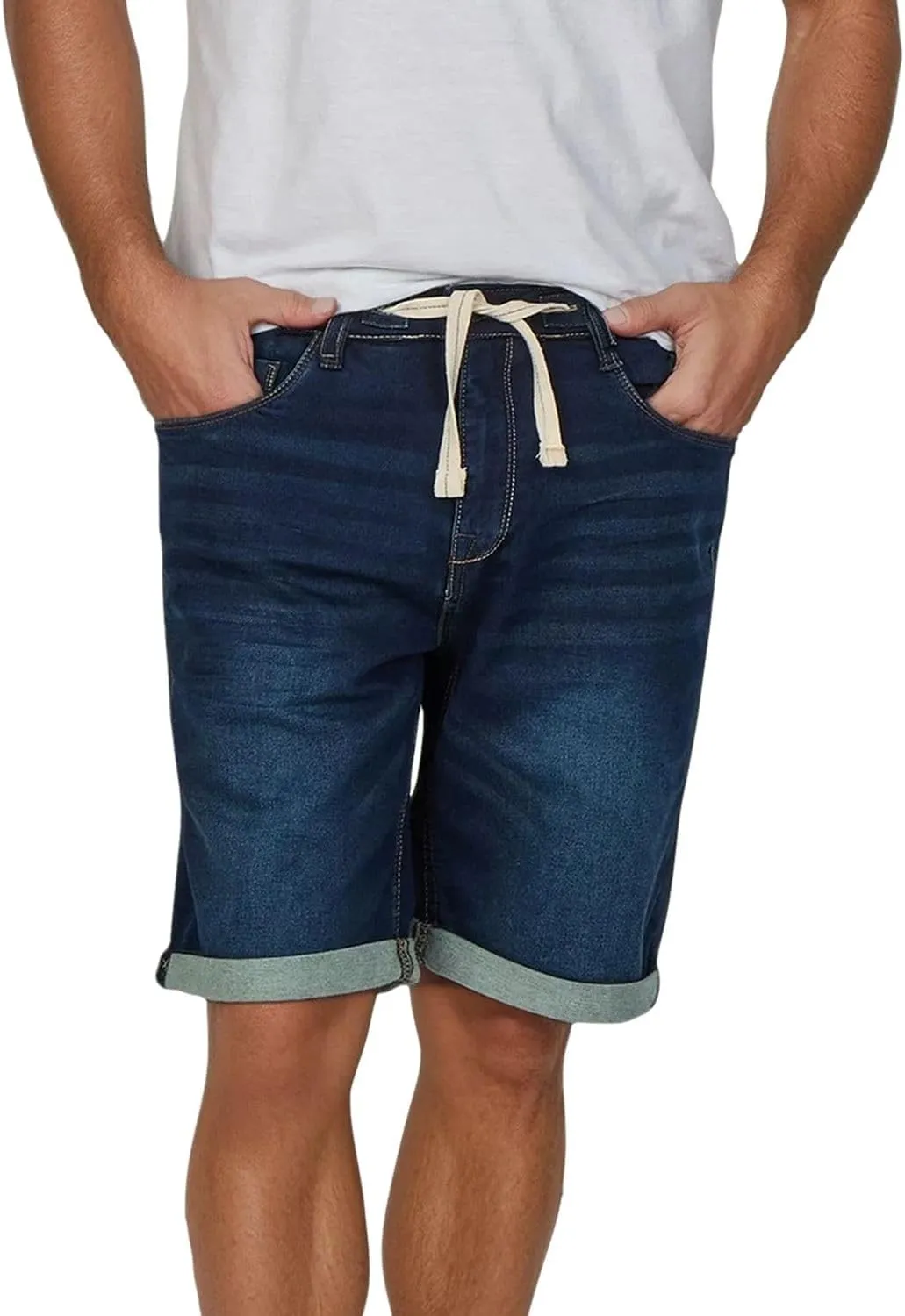 riverso Jeans Shorts Herren Stretch Kurz Kordelzug Regular Fit RIVPaul Kurze Hosen Bermuda Shorts Sommer Denim Einfarbi…
