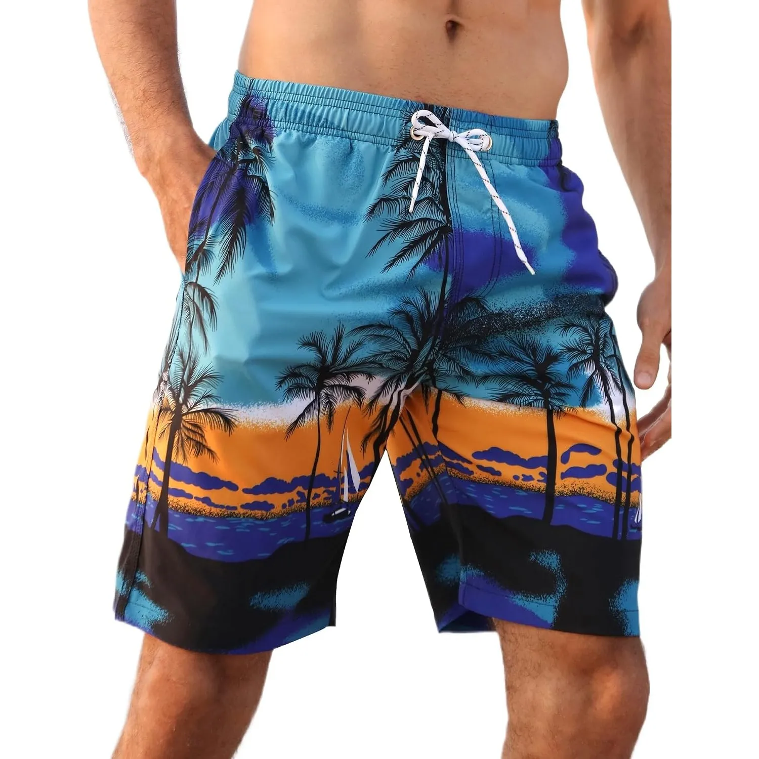APTRO Herren Badehose Lang Badeshorts Schnelltrocknend Boardshorts Freizeit Short mit Innenslip