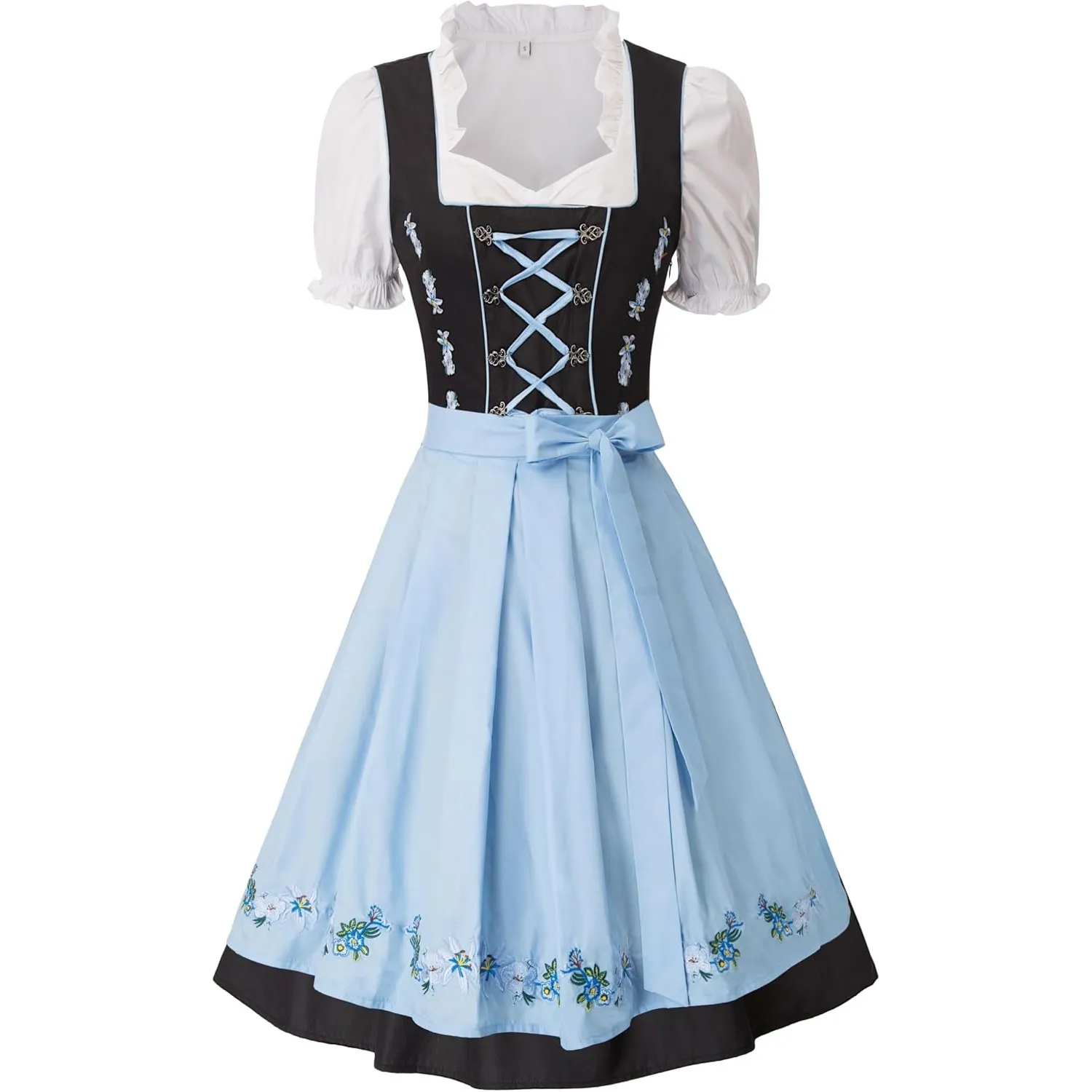 JASAMBAC Damen Dirndl 3-Teiliges Oktoberfest Dirndl Trachtenkleid Dirndlkleider Karneval Oktoberfest Party Kostüm