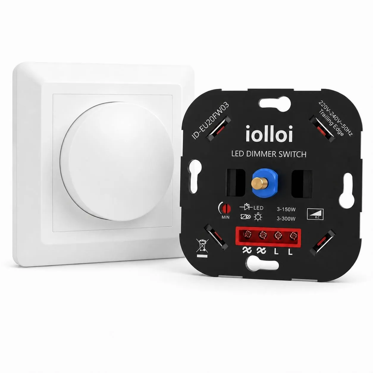 LED Dimmer Schalter, Drehdimmer Unterputz Dimmschalter für Dimmbare LEDs 3–150W / Halogen 3–300W, dimmer für led lampen…