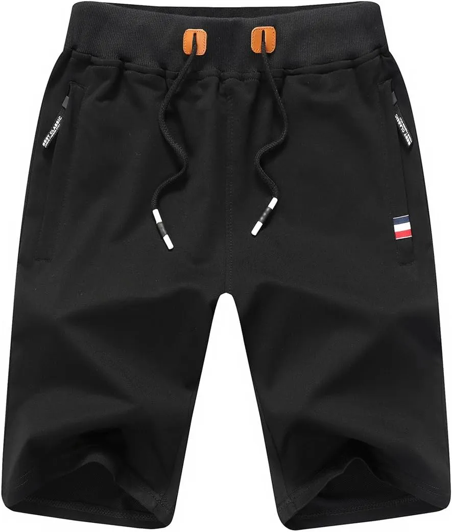 JustSun Kurze Hosen Herren Sport Shorts Sporthose Herren Jogginghose Mit Reißverschluss und Elastische Taille