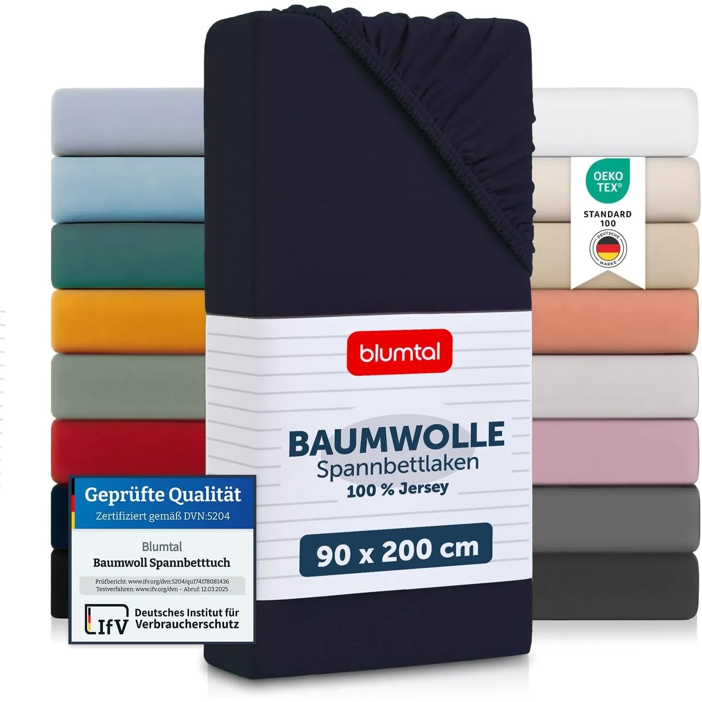 Blumtal® Basics Spannbettlaken 90x200cm Jersey - Bettlaken aus 100% Baumwolle - Oeko-TEX zertifiziertes Spannbetttuch -…
