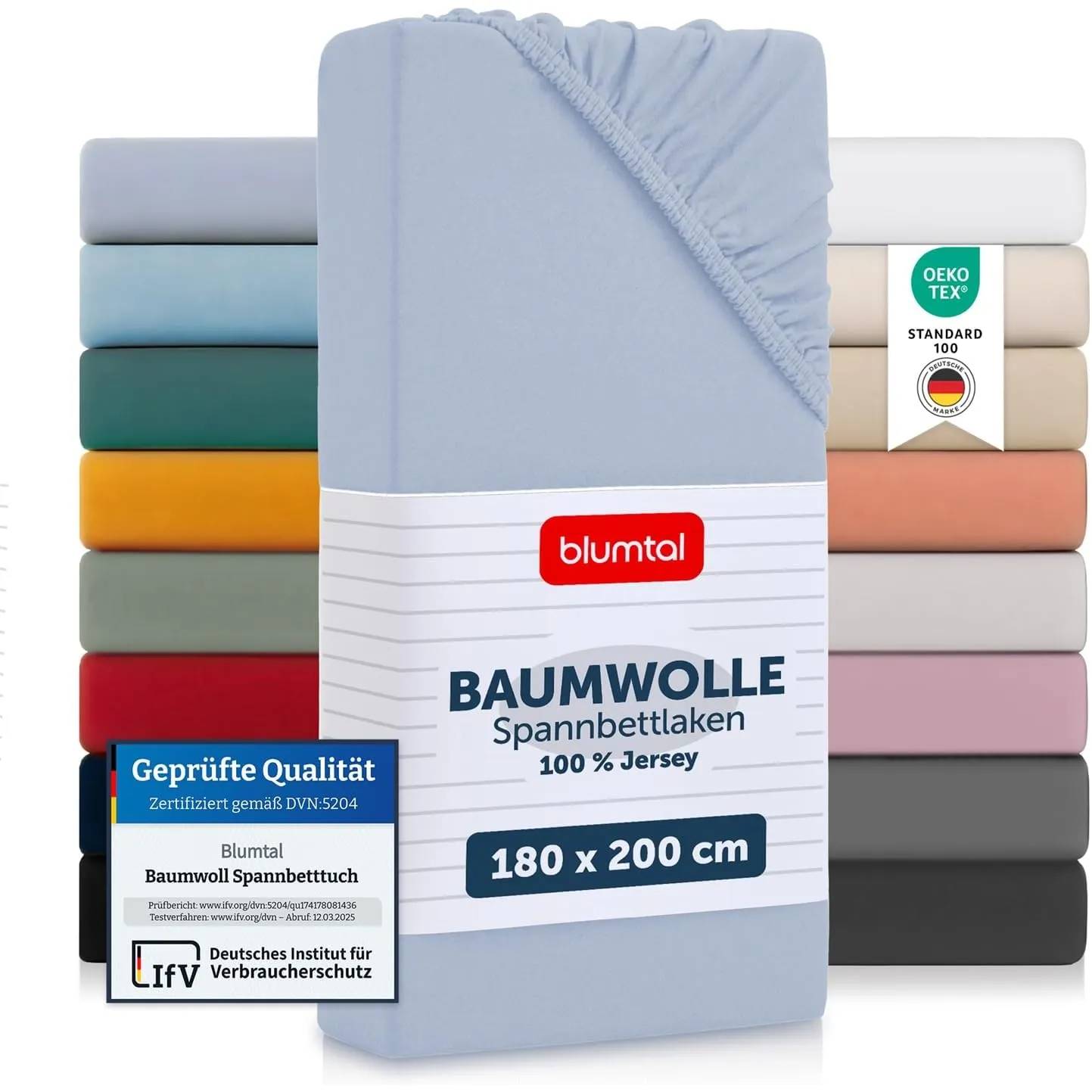 Blumtal® Basics Spannbettlaken 180x200x30cm Jersey - Bettlaken aus 100% Baumwolle - Oeko-TEX zertifiziertes Spannbetttu…
