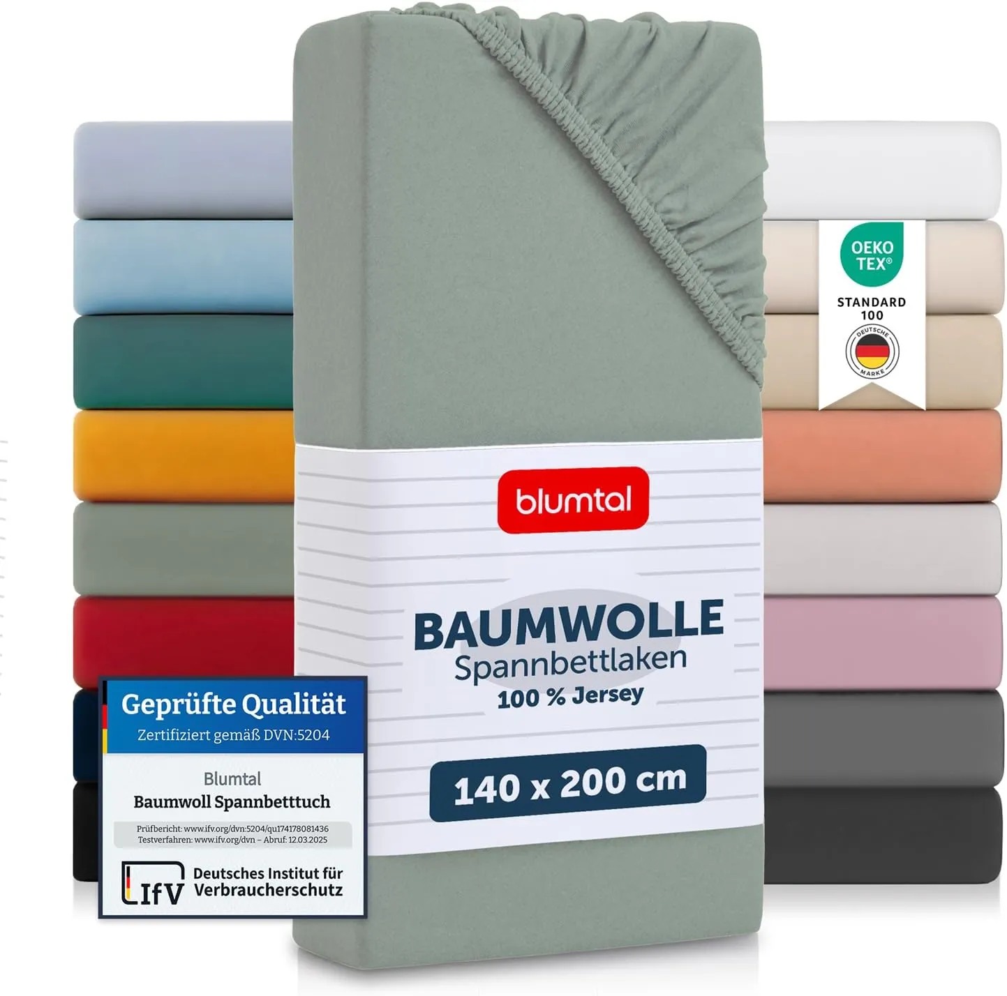 Blumtal Basics Jersey Fitted Sheet, 140 x 200 cm – Oeko-Tex Certified, 100% Cotton, up to 25 cm Mattress Height, Summer…