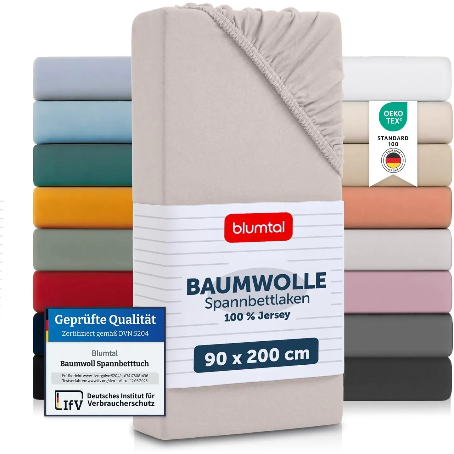 Blumtal® Baumwolle Spannbettlaken 90x200x30cm Basics Jersey im 2er Set - Oeko-TEX zertifiziertes Spannbetttuch 90x200cm…