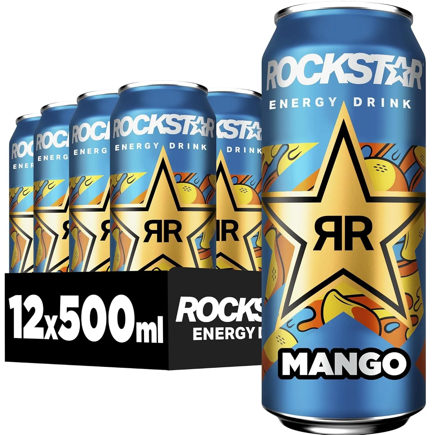 Rockstar Energy Drink Mango Geschmack - Exotisches, koffeinhaltiges Erfrischungsgetränk für den Energie Kick, EINWEG (1…