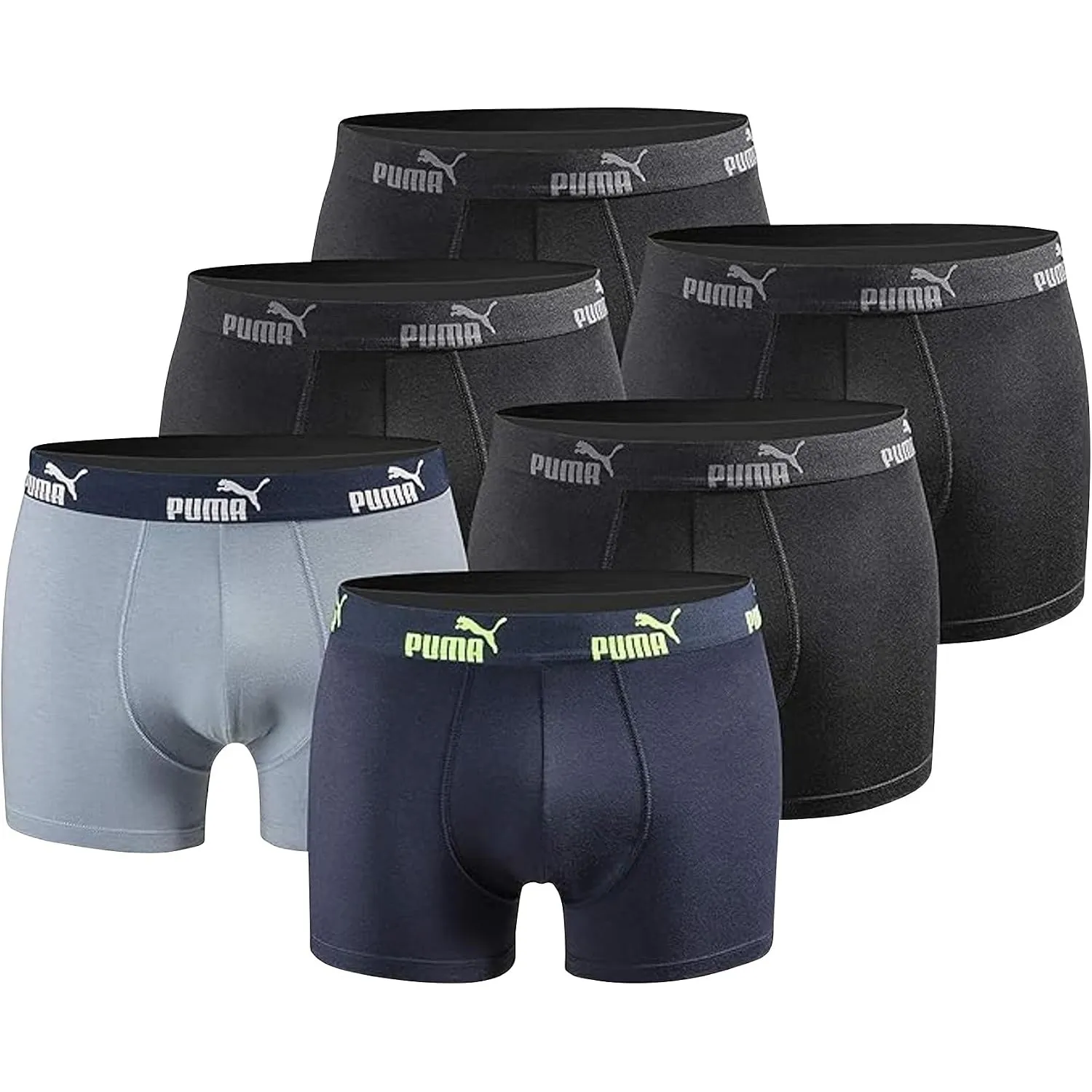 PUMA Boxershorts für Herren, Basic-Modell, limitierte Auflage, Schwarz, 6er Pack