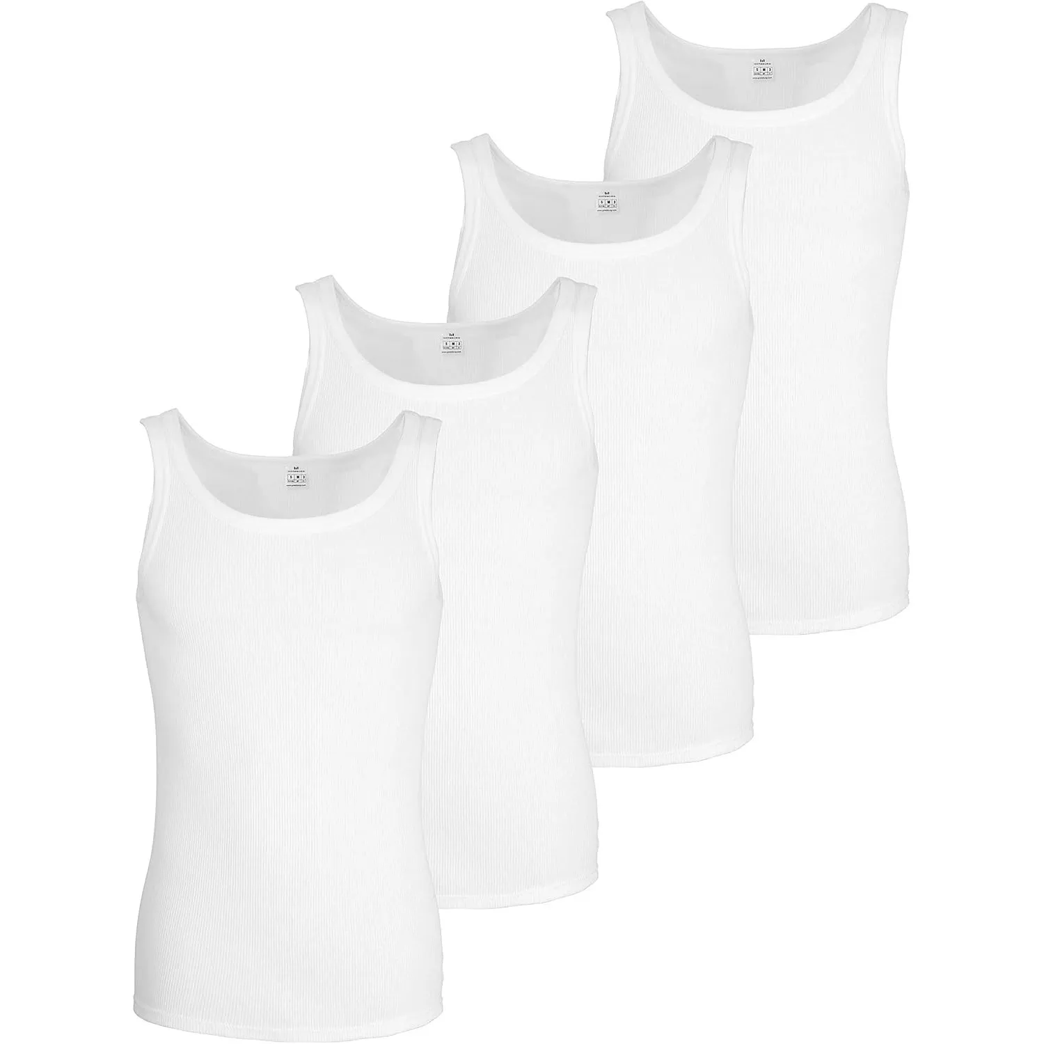 Götzburg 4er Pack Herren Unterhemd Classic Tank Top weiß - gekämmte Feinripp - 100% natürliche Baumwolle