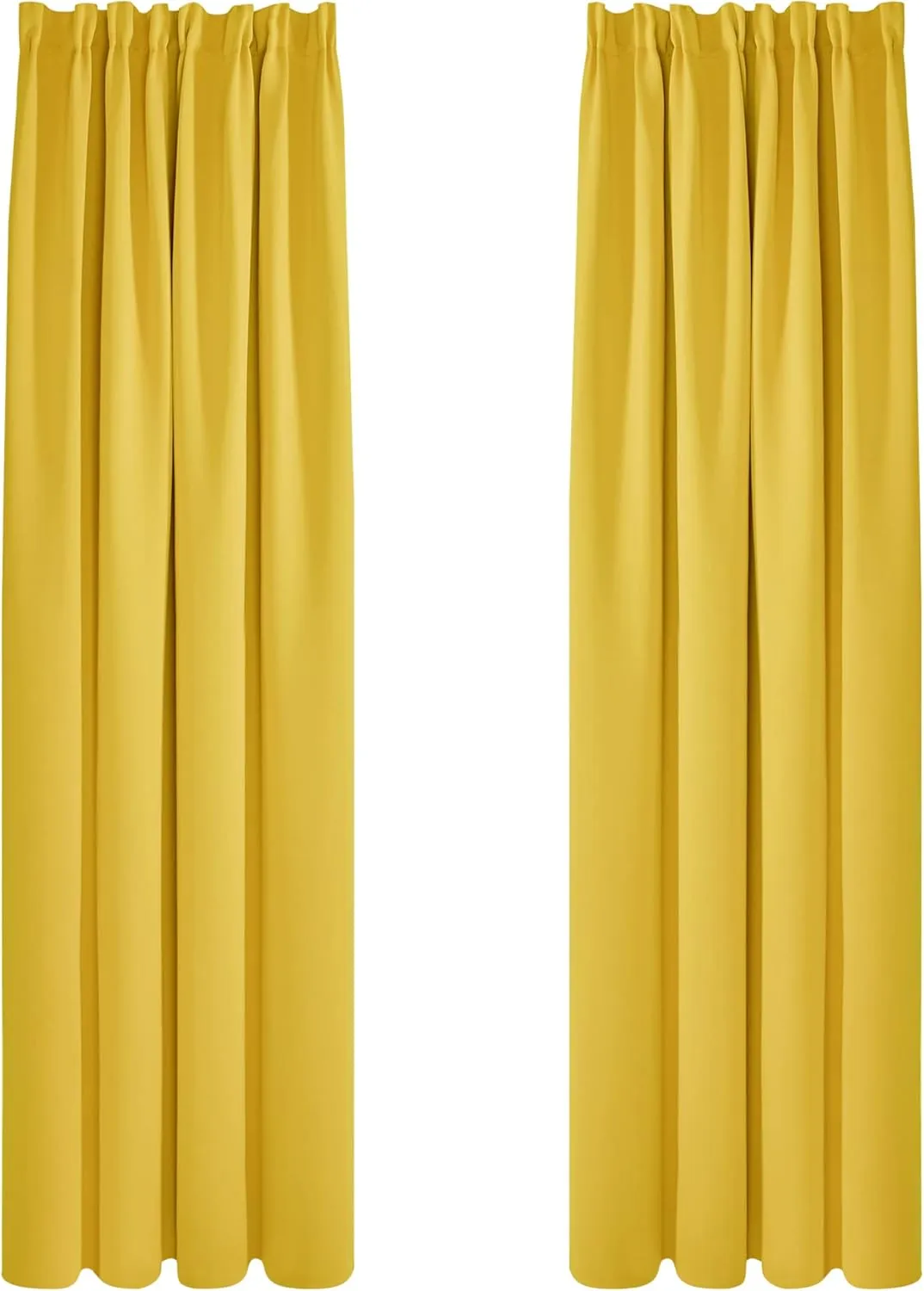 Deconovo Blackout Curtains with Ruffle Tape, Thick Thermal Curtains, 245 x 140 cm (Height x Width), Mustard Yellow, Set…