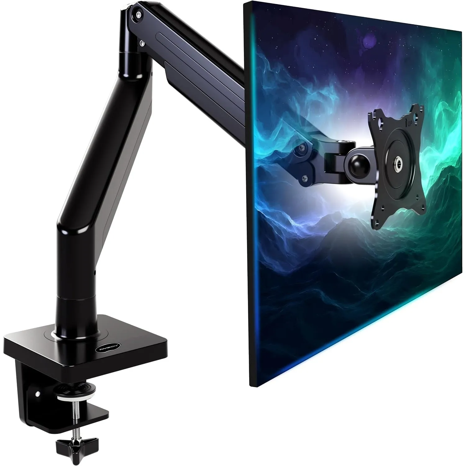 Invision Monitorarm Halterung fur Monitore von 24"-40" VESA 75/100mm ergonomisch höhenverstellbare Schreibtischklemme 2…