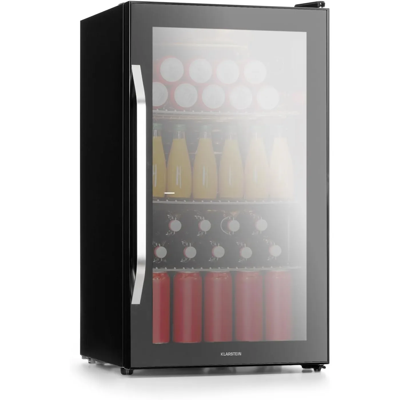 Klarstein Beersafe Getränkekühlschrank 80 L – Kühlschrank mit Glastür, Schwarz | LED-Beleuchtung, herausnehmbare Metall…
