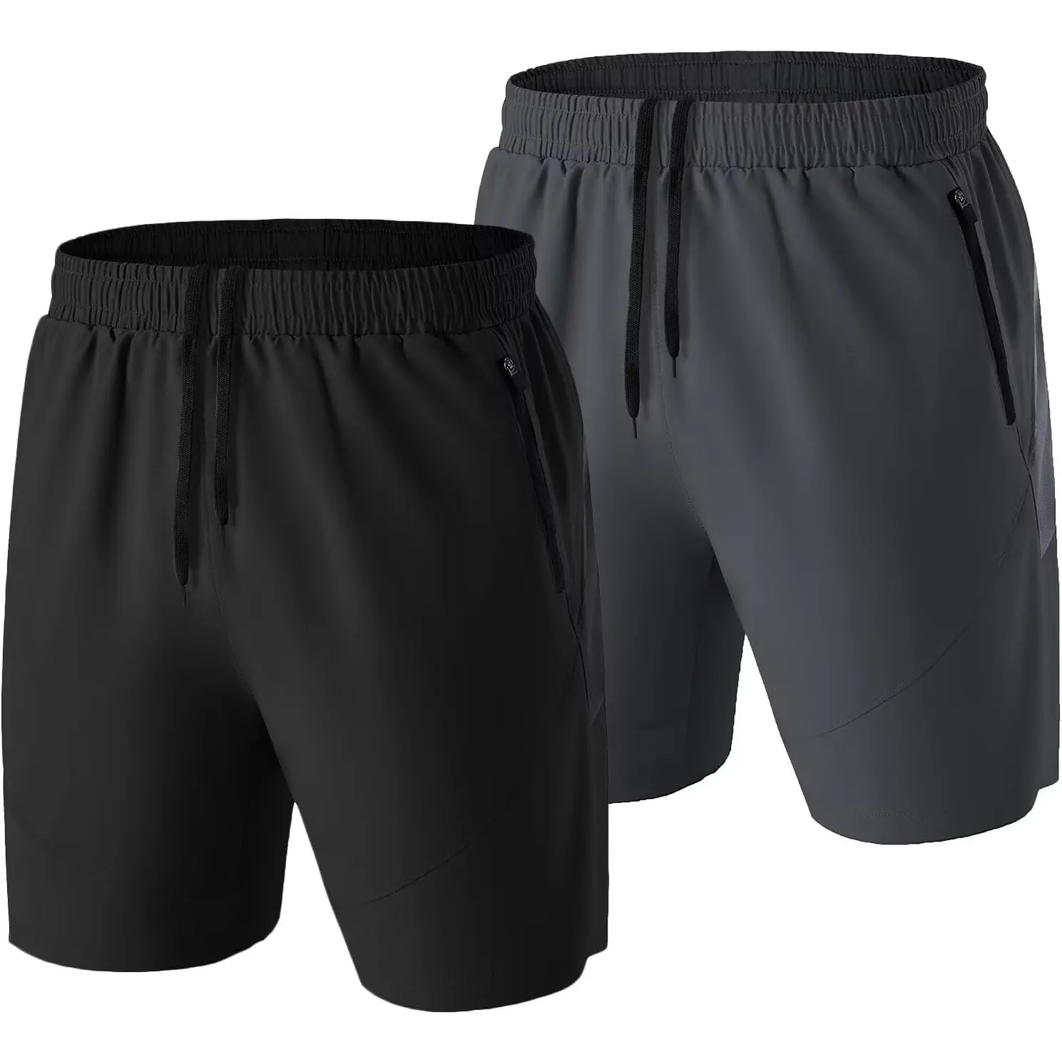 HMIYA Herren-Sport-Shorts, schnelltrocknend, mit Reißverschlusstaschen für Workout, Laufen, Training