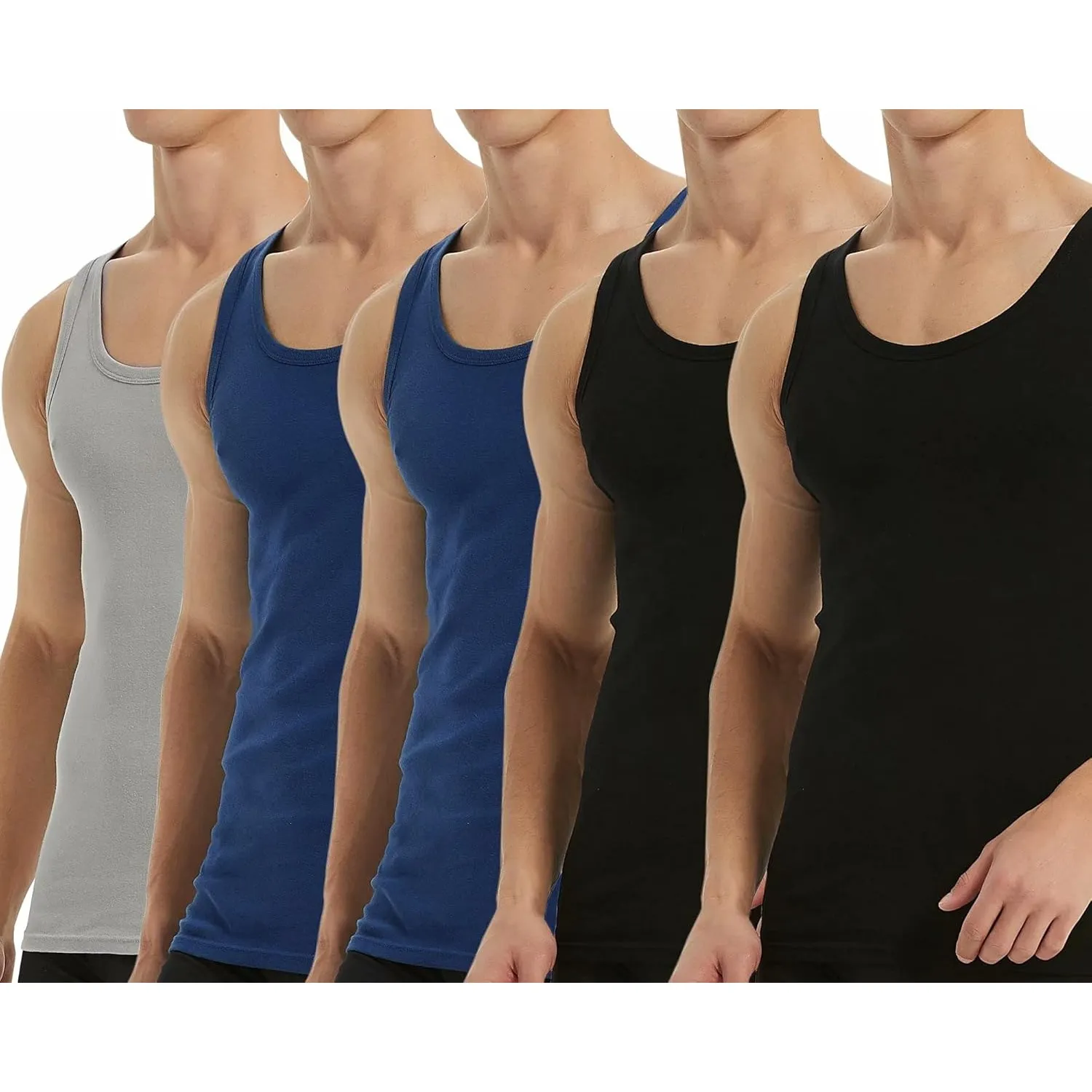 Falechay Unterhemd Herren Tank Top 3/5er Pack Baumwolle Feinripp ärmellos Muskelshirtst Männer Sportunterhemden