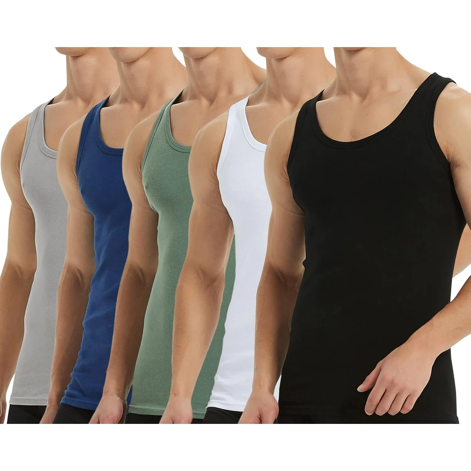 Falechay Unterhemd Herren Tank Top 3/5er Pack Baumwolle Feinripp ärmellos Muskelshirtst Männer Sportunterhemden