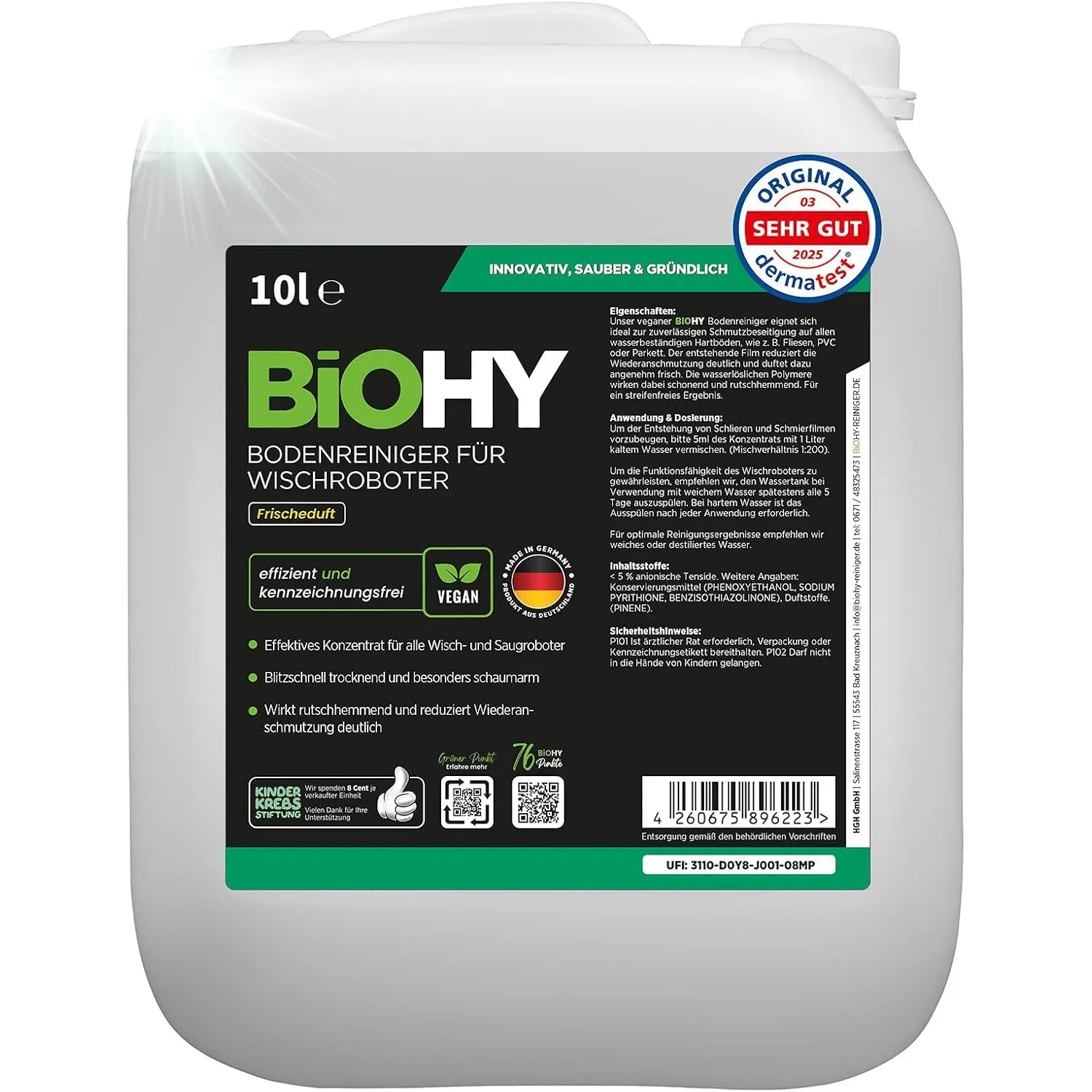 BiOHY Bodenreiniger für Wischroboter (10 Liter Kanister), Reinigungsmittel