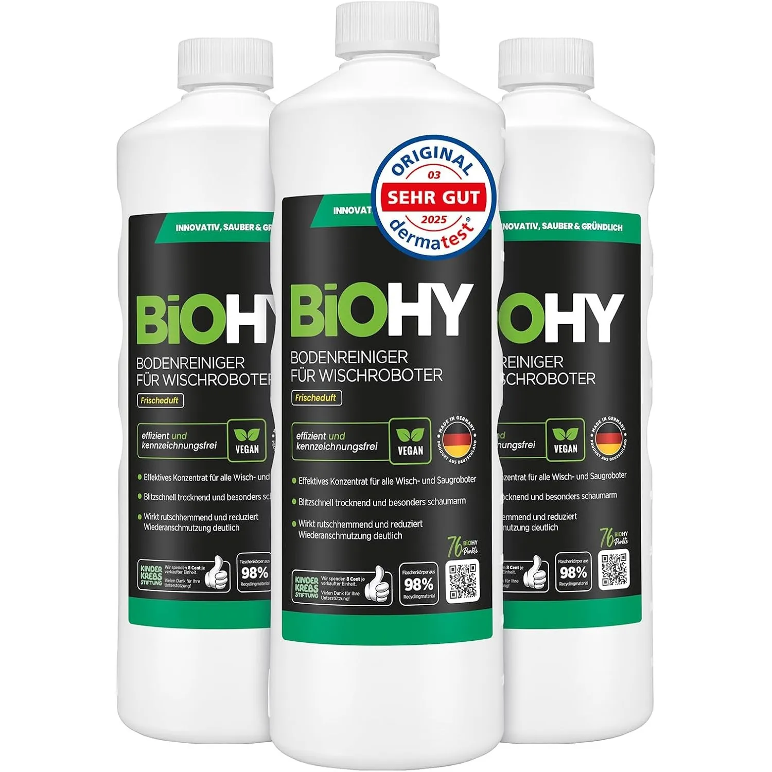 BiOHY Bodenreiniger für Wischroboter (3 x 1 Liter), Reinigungsmittel