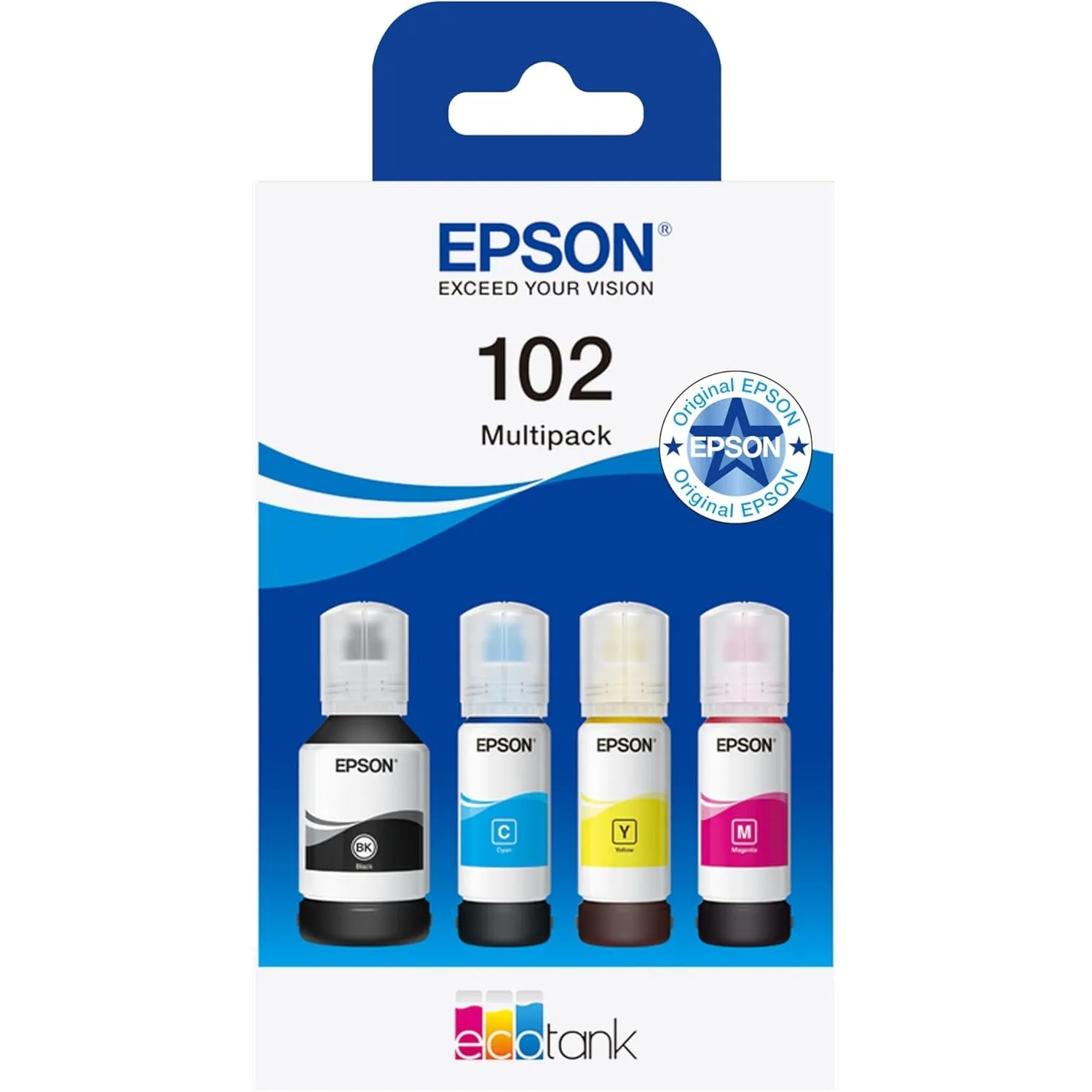 Epson EcoTank 102 Original Tintenflaschen | 4x Farb-Multipack - Schwarz, Cyan, Magenta, Gelb | Markenqualität Für Optim…
