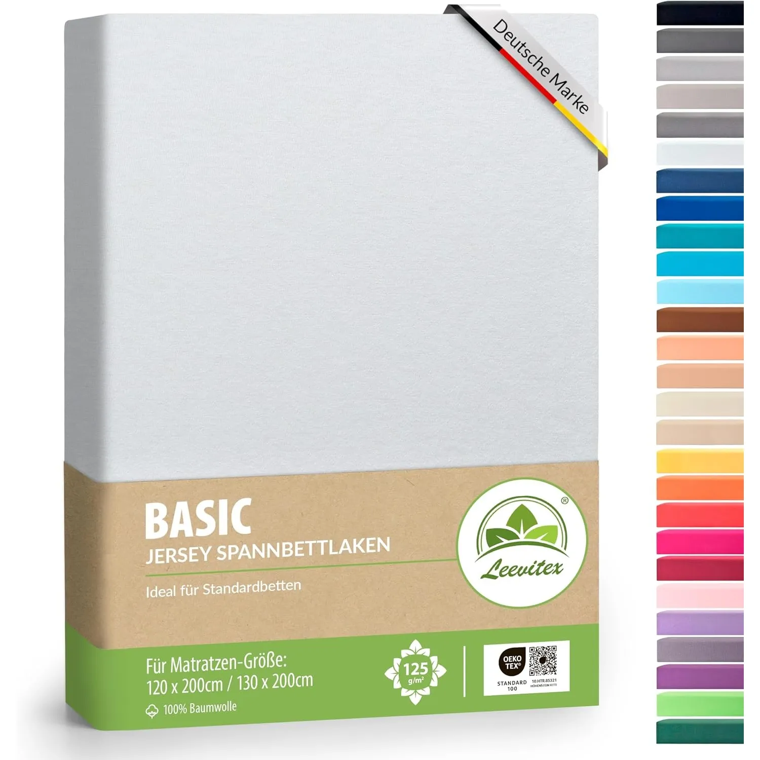 leevitex® Spannbettlaken 120x200cm - 130x200cm | Spannbetttuch Bettlaken | 100% Jersey Baumwolle | Matratzenhöhe bis 25…