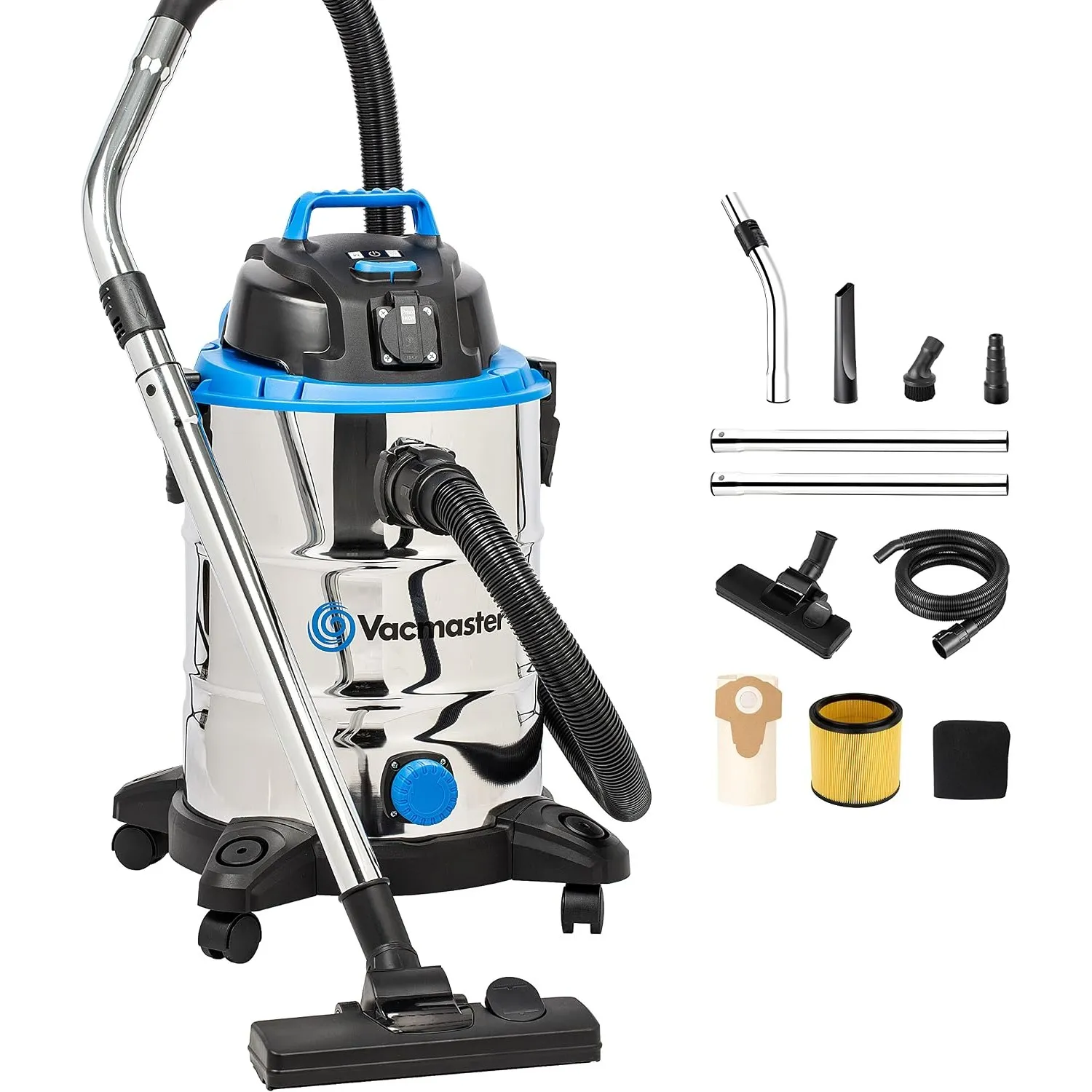 Vacmaster VQ1530SFDC 3in1 Nass- und Trockensauger Bodenstaubsauger, Starke Saugleistung, Wasserablassöffnung, Edelstahl…