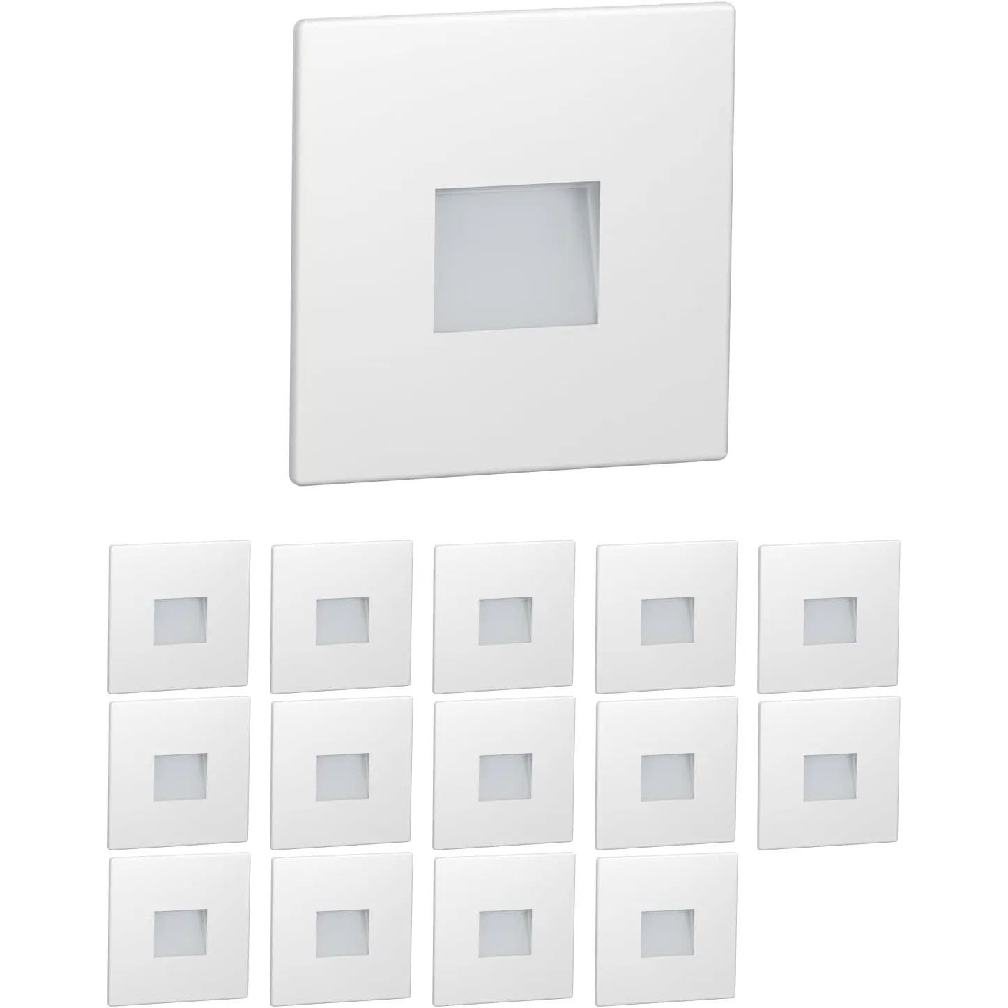 ledscom.de 15x LED Treppenlicht/Wandeinbauleuchte FOW für innen und außen, Downlight, eckig, 85 x 85mm, warmweiß