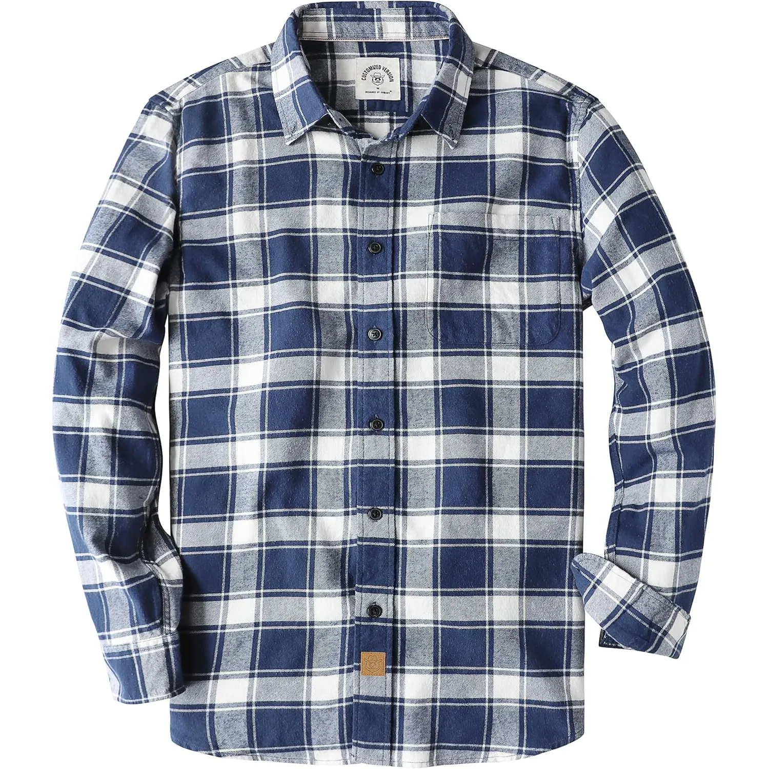 Dubinik® 6 oz Flanellhemd Herren Kariert Button Down Baumwolle Draußen