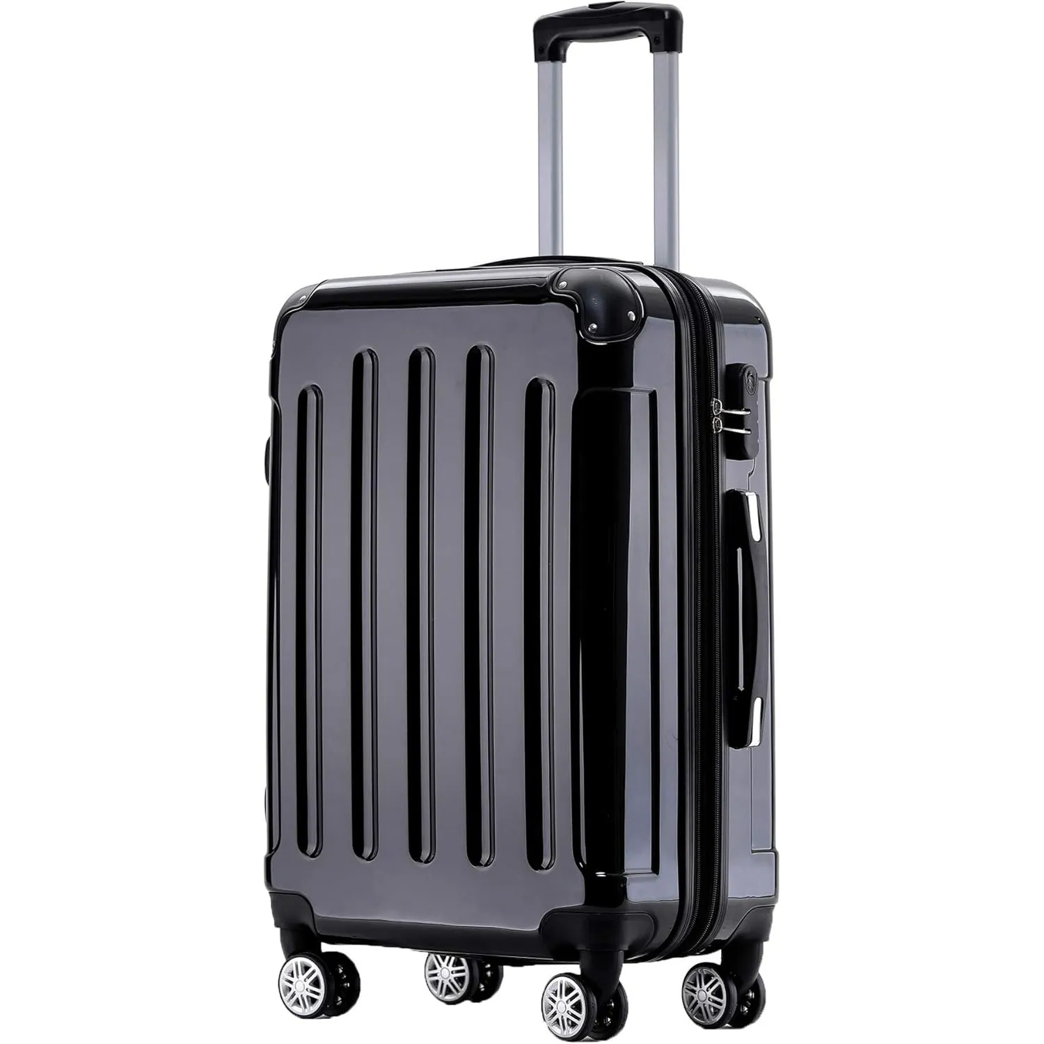 BEIBYE Zwillingsrollen 2048 Hartschale Trolley Koffer Reisekoffer in M-L-XL-Set in 15 Farben (Schwarz, L)