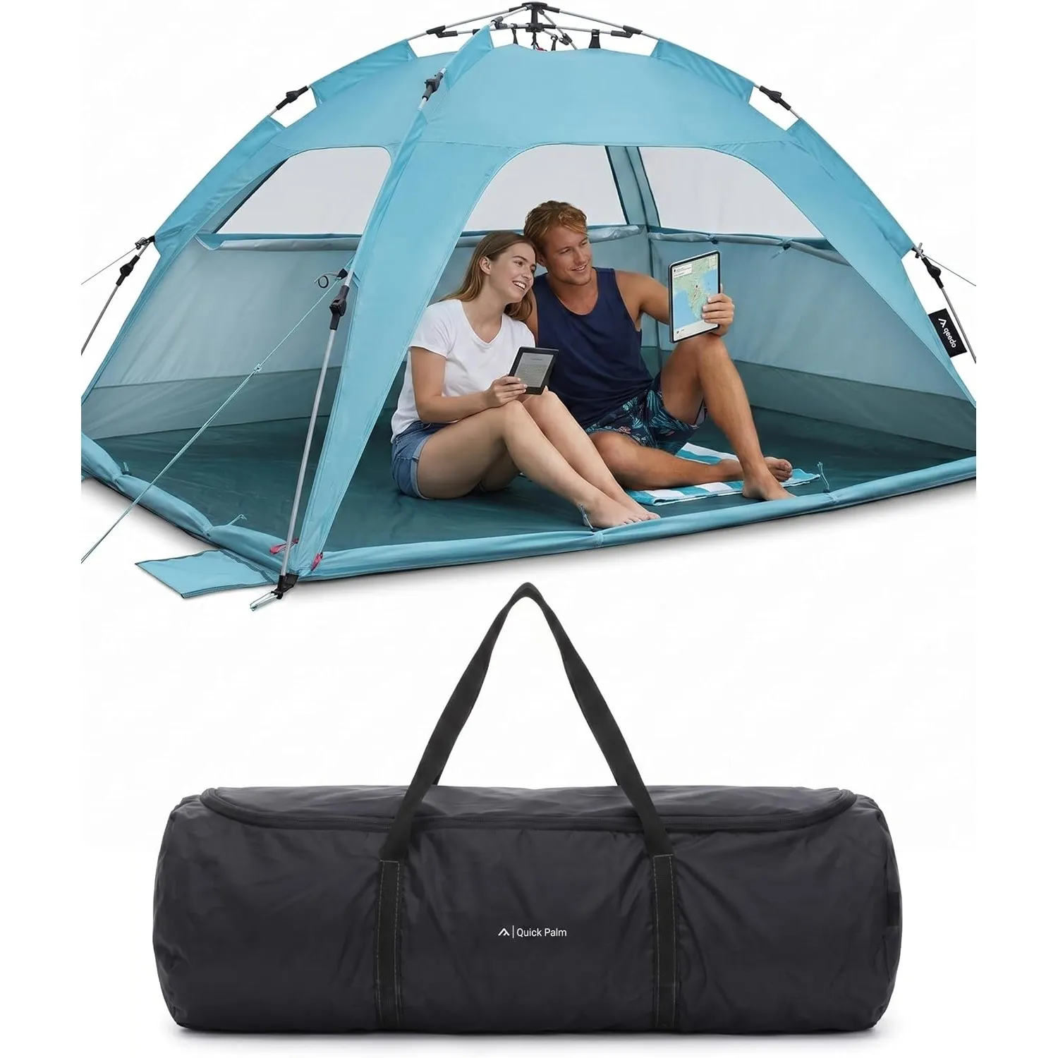 qeedo Quick Palm Strandmuschel mit UV-Schutz (UV80) & kleinem Packmaß - Leichtes, schnell aufzubauendes Strandzelt (Qui…