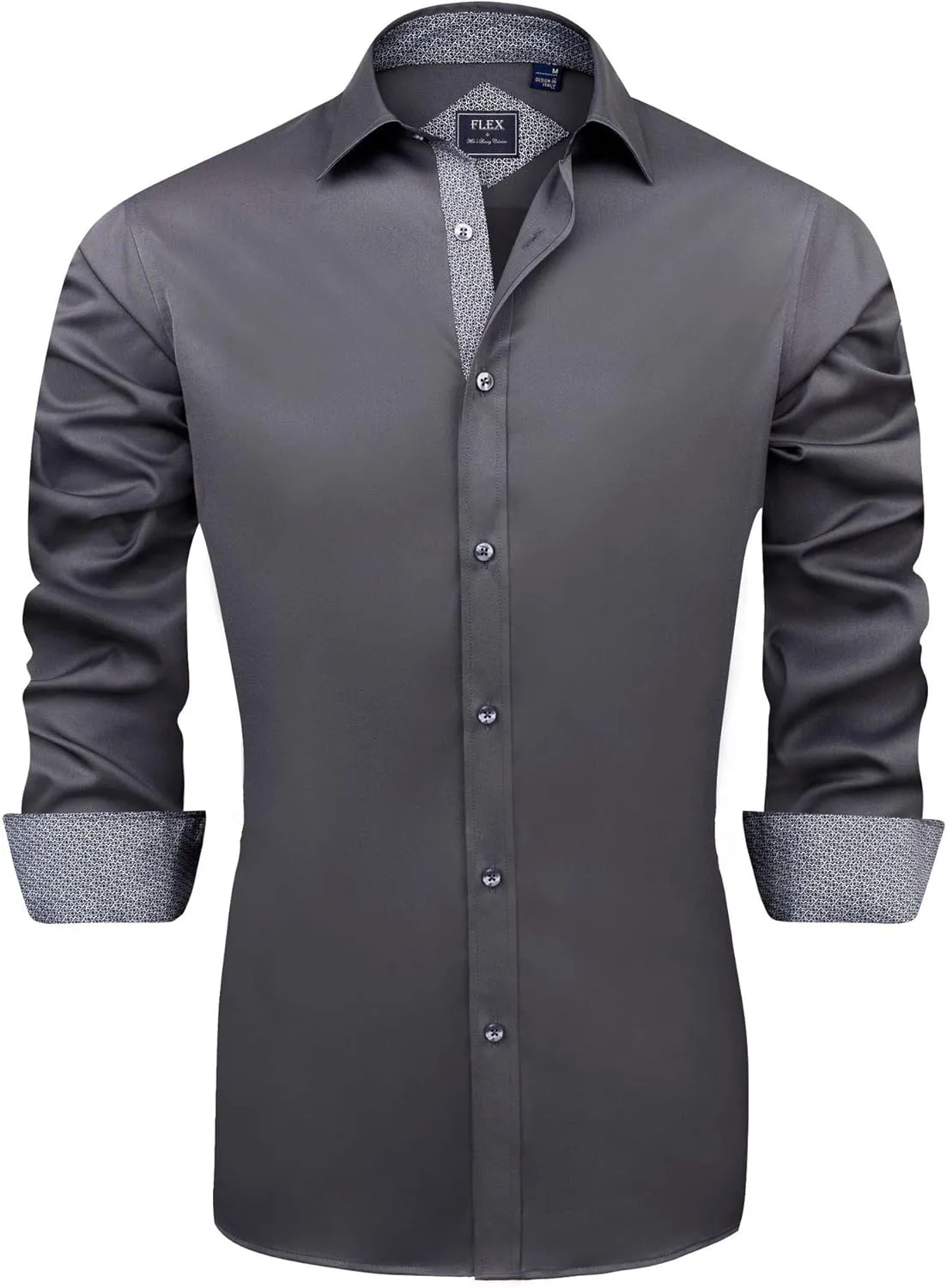 J.VER Herren Hemd Regular Fit Langarm Herrenhemden Freizeithemd Regular Businesshemd elastiscer Musterhemd
