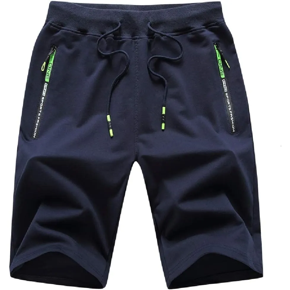 JustSun Herren Shorts Kurze Sporthose Baumwolle Stretchstoff mit Reißverschluss